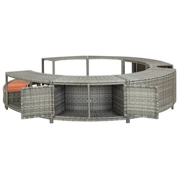 vidaXL Poolleiter Whirlpool-Umrandung Grau Polyrattan