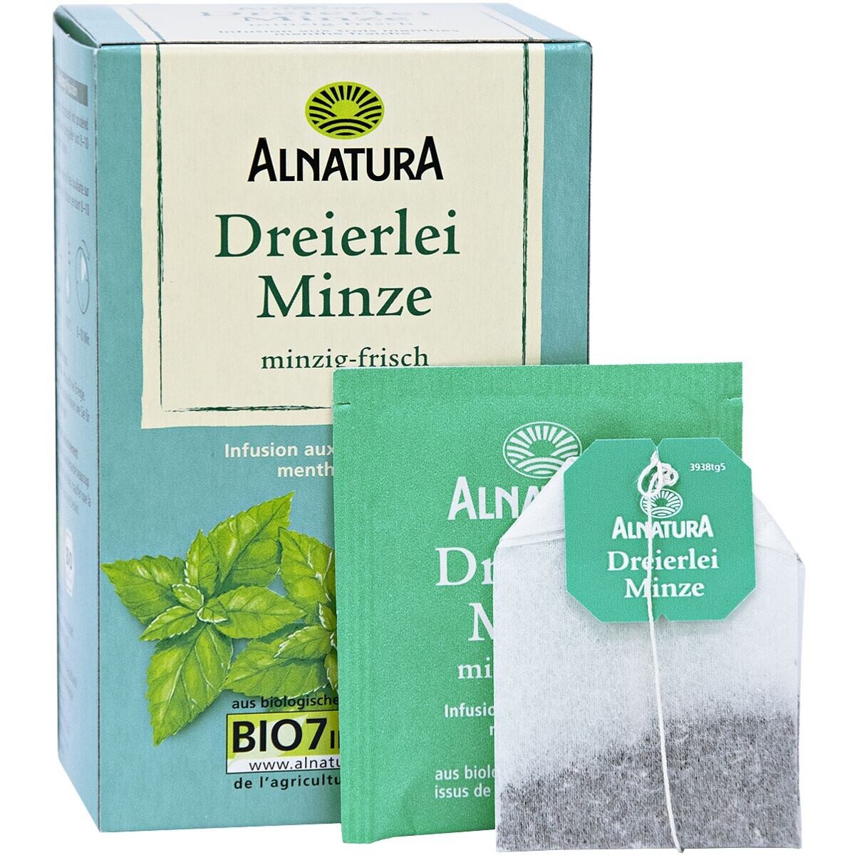 Alnatura Tee Dreierlei Minze, Kräutertee, 20 Aufgussbeutel
