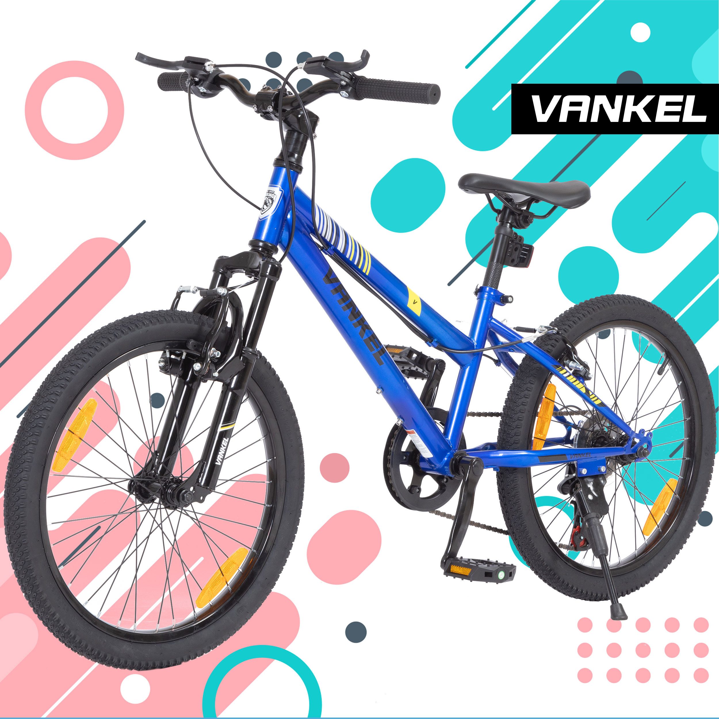 Vankel Kinderfahrrad 20 Zoll, mountainbike, ab 6 Jahren, Kinder jungen mädchen, 6 Gang, Kettenschaltung, Mädchen Jungen Fahrrad mit V-Bremse, sportliches Design