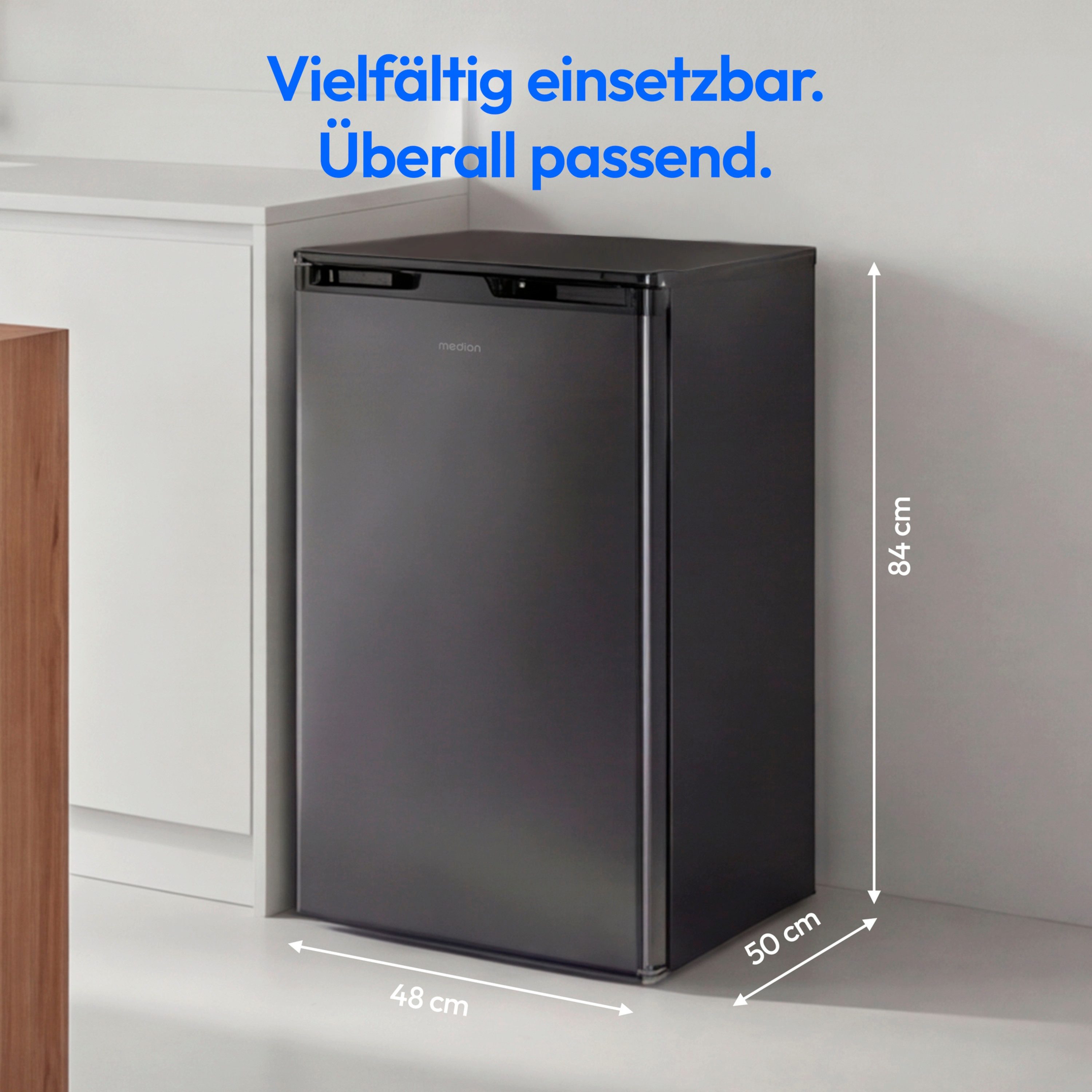 Medion® Gefrierschrank MD37688, 84 cm hoch, 48 cm breit, 64 Liter, 3 transparente Schubladen, Türanschlag wechselbar