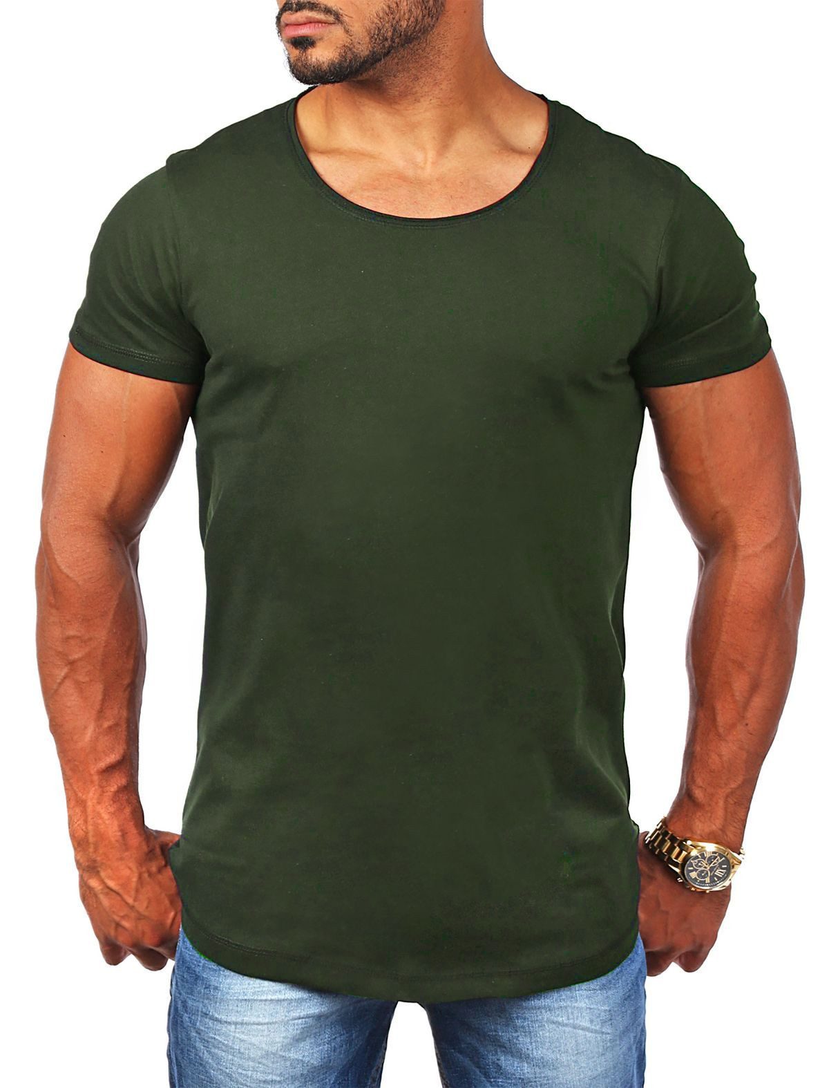 Young & Rich T-Shirt Herren Uni Basic rundhals Ausschnitt vintage Look Unte günstig online kaufen