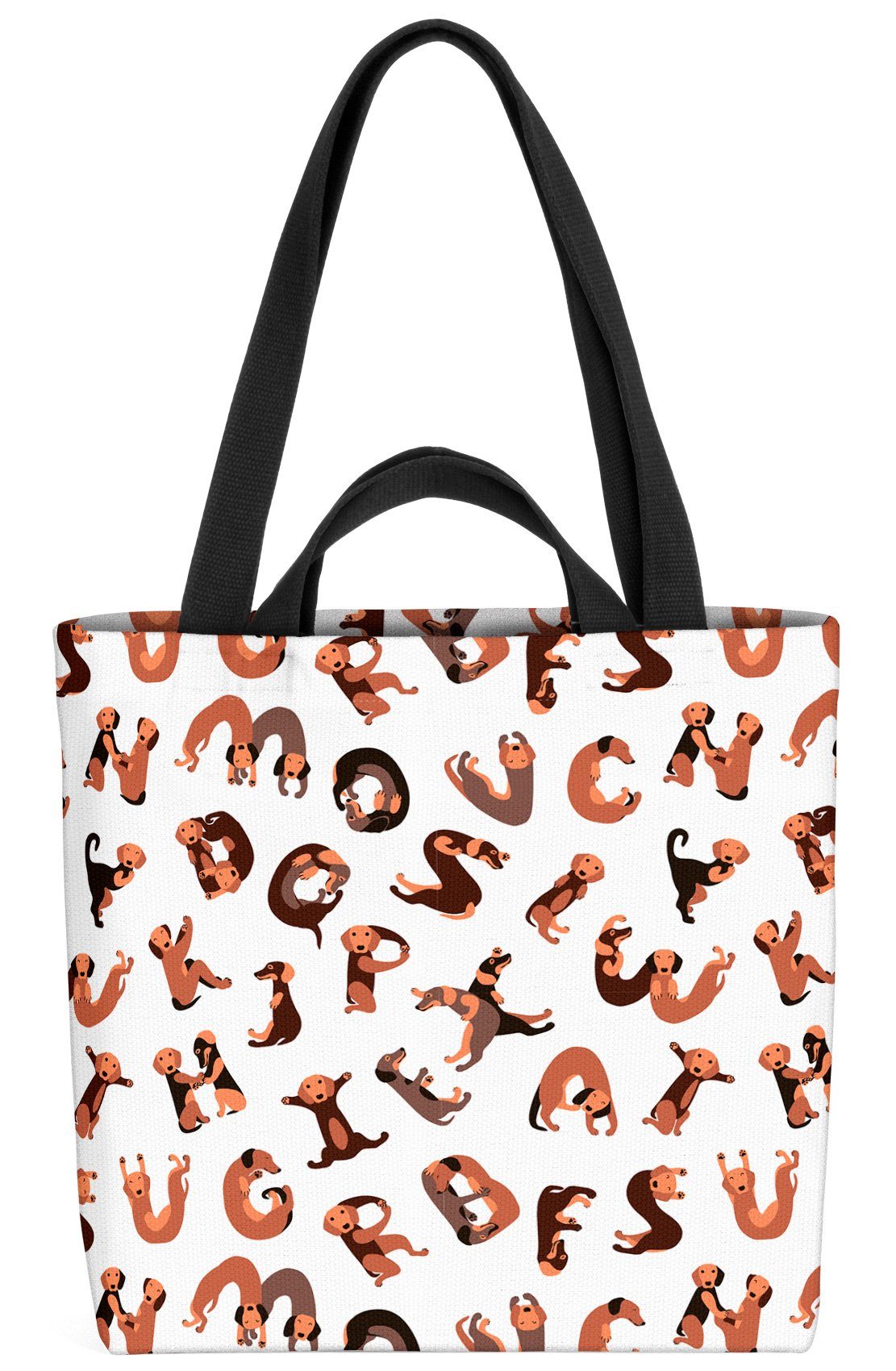 VOID Dackel Dachshund Alphabet Rasse Henkeltasche ABC schrift Buchstaben (1-tlg), Hunde Züchter