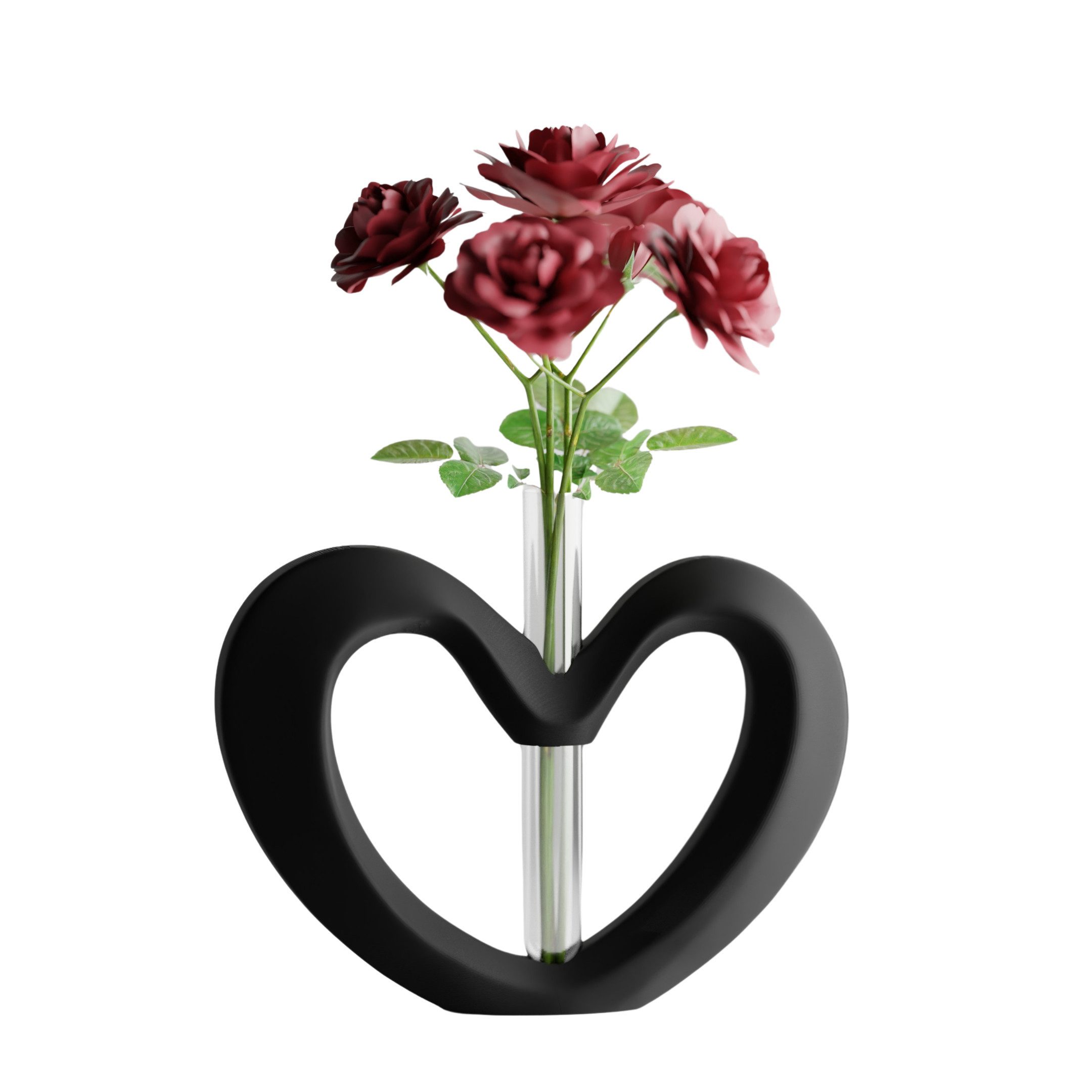 Shapes - Decorations Dekovase Herzvase, Deko in Herzform mit Glasröhrchen, Valentinstag Geschenk, Glasröhrchen für einzelne Blume