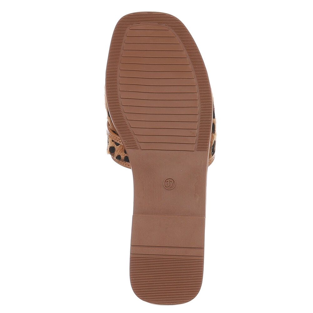 Ital-Design Elegante Damen Slipper mit Chevron-Muster für den Sommer Pantolette (89852773) Blockabsatz Pantoletten in Beige