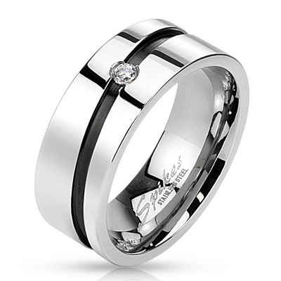 BUNGSA Fingerring Ring diagonaler Mittelring Silber aus Edelstahl Unisex (Ring, 1-tlg), Damen Herren