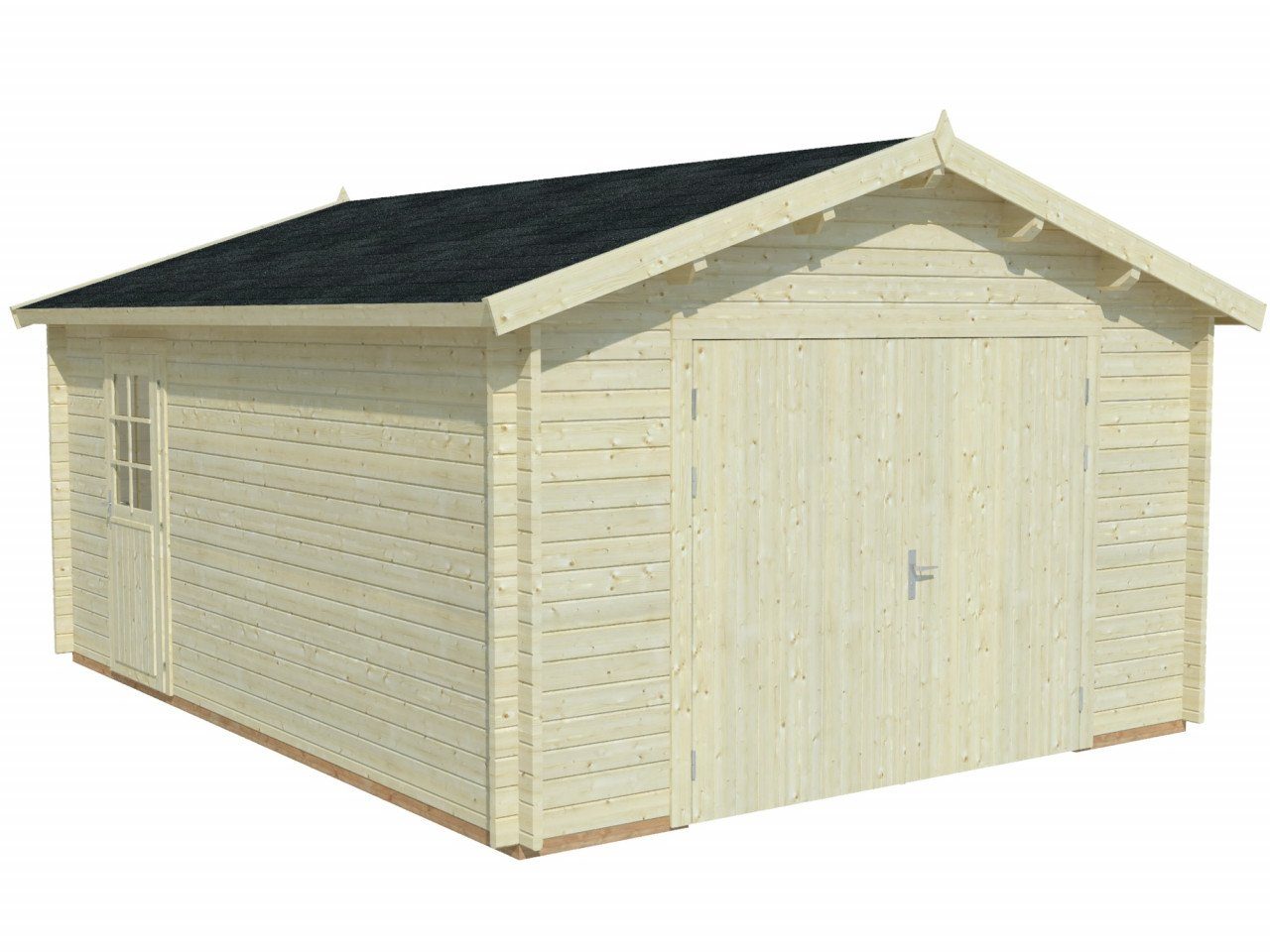 Garage Einzelgarage aus Finn mit 5 Aktion grau, Holzgarage Holztor Art Blockhaus Holz