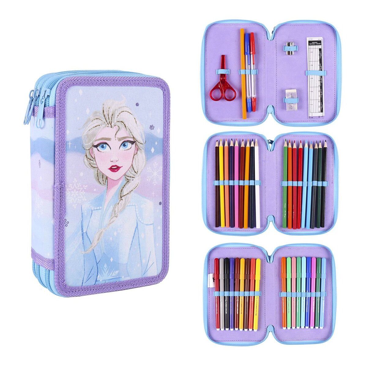 Disney Federmäppchen Frozen Disney Gefülltes Etui 44-teiliges Federmäppchen