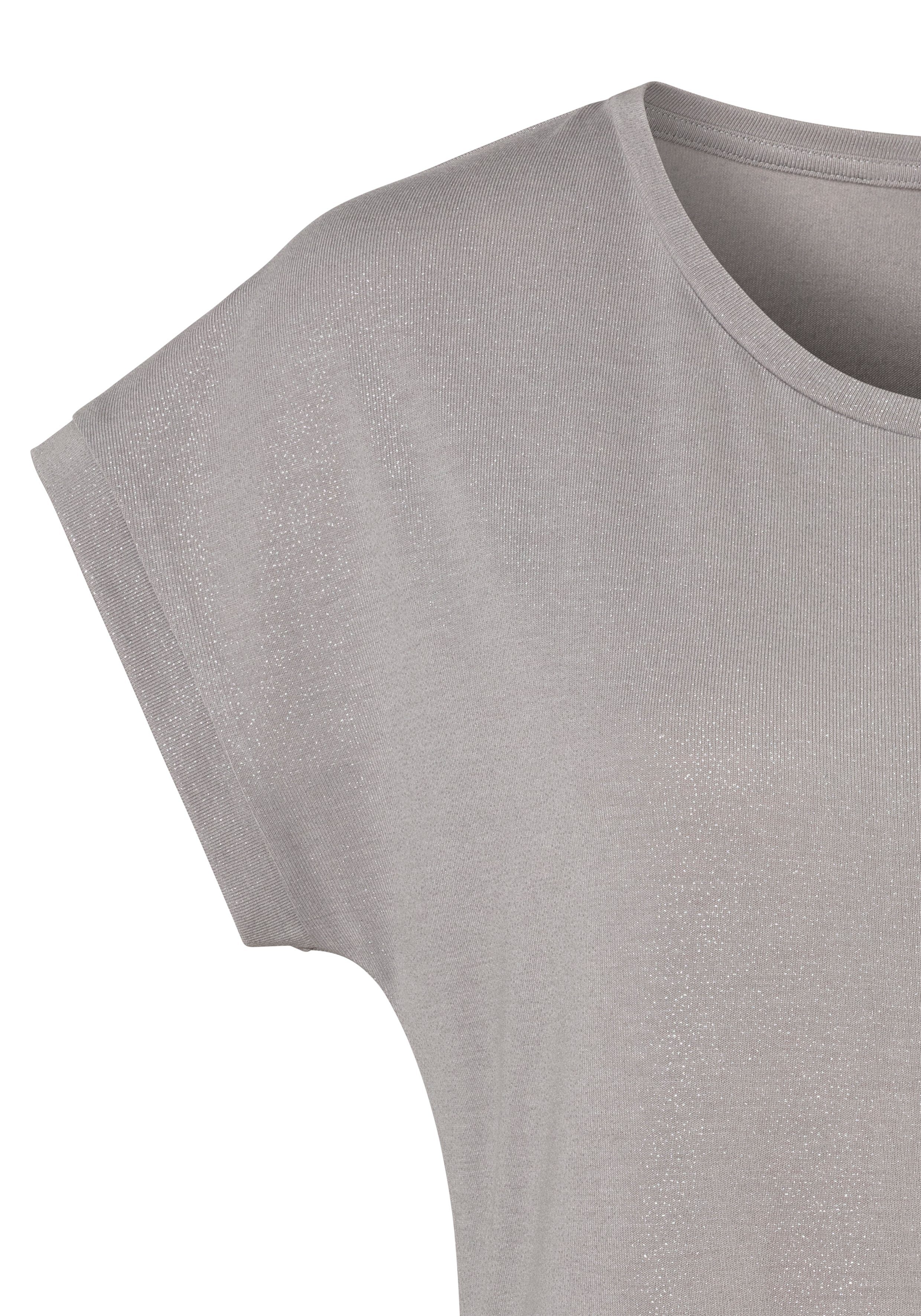 Vivance by Lascana Rundhalsshirt mit dezentem Glitzerdruck aus elastischer Jersey-Qualität mit Viskose – Bild 3 von 5