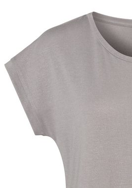 Vivance T-Shirt mit silbrigem Glitzerdruck, Kurzarmshirt, edler Look