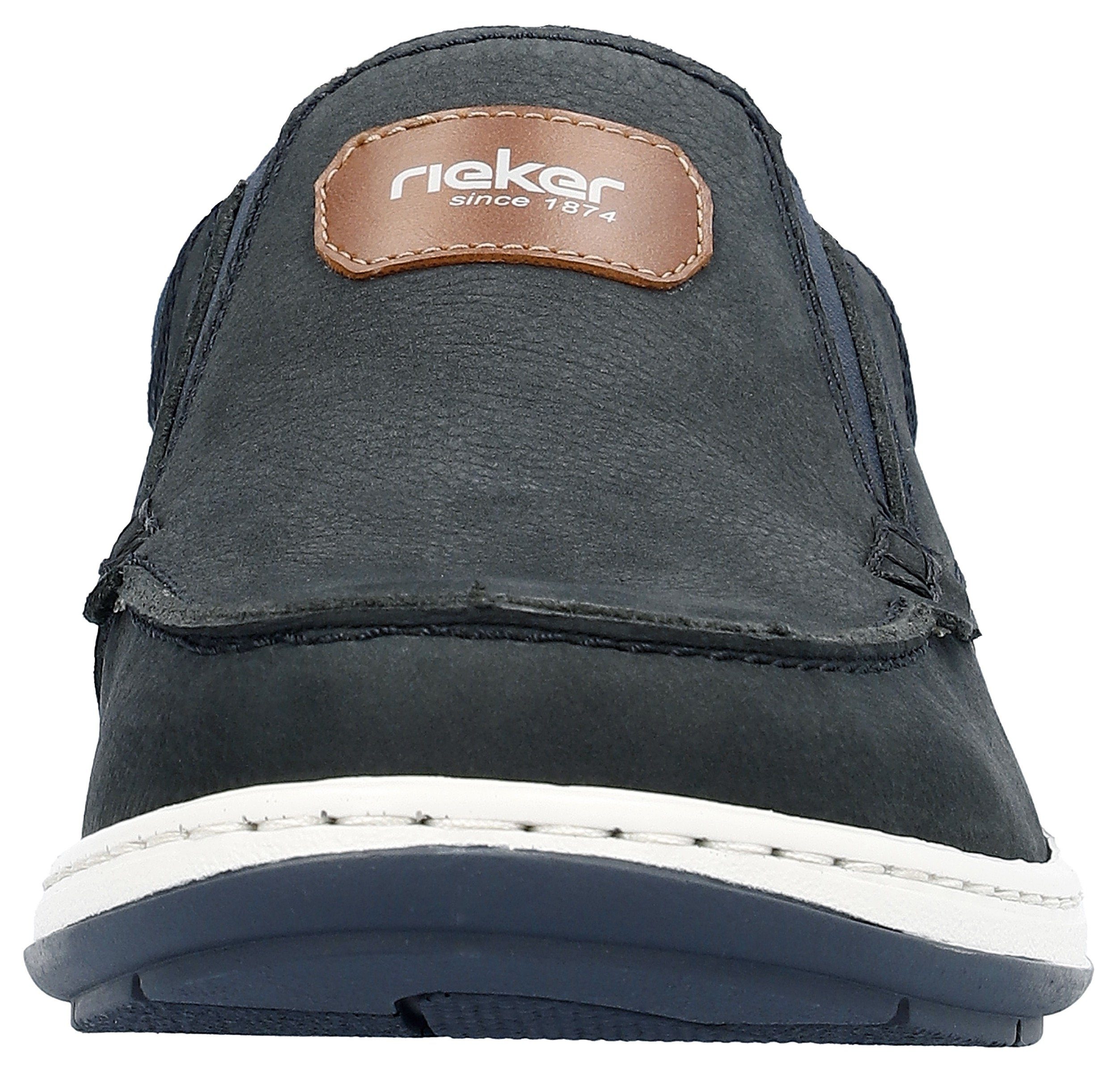 Rieker Slipper Mokassin, Loafer, Komfortschuh mit Gummizug für guten Sitz