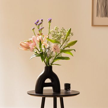 Navaris Dekovase Deko Vase modern schwarz Wohnzimmer Blumenvase Pampasgras Donut Vase (1 St)