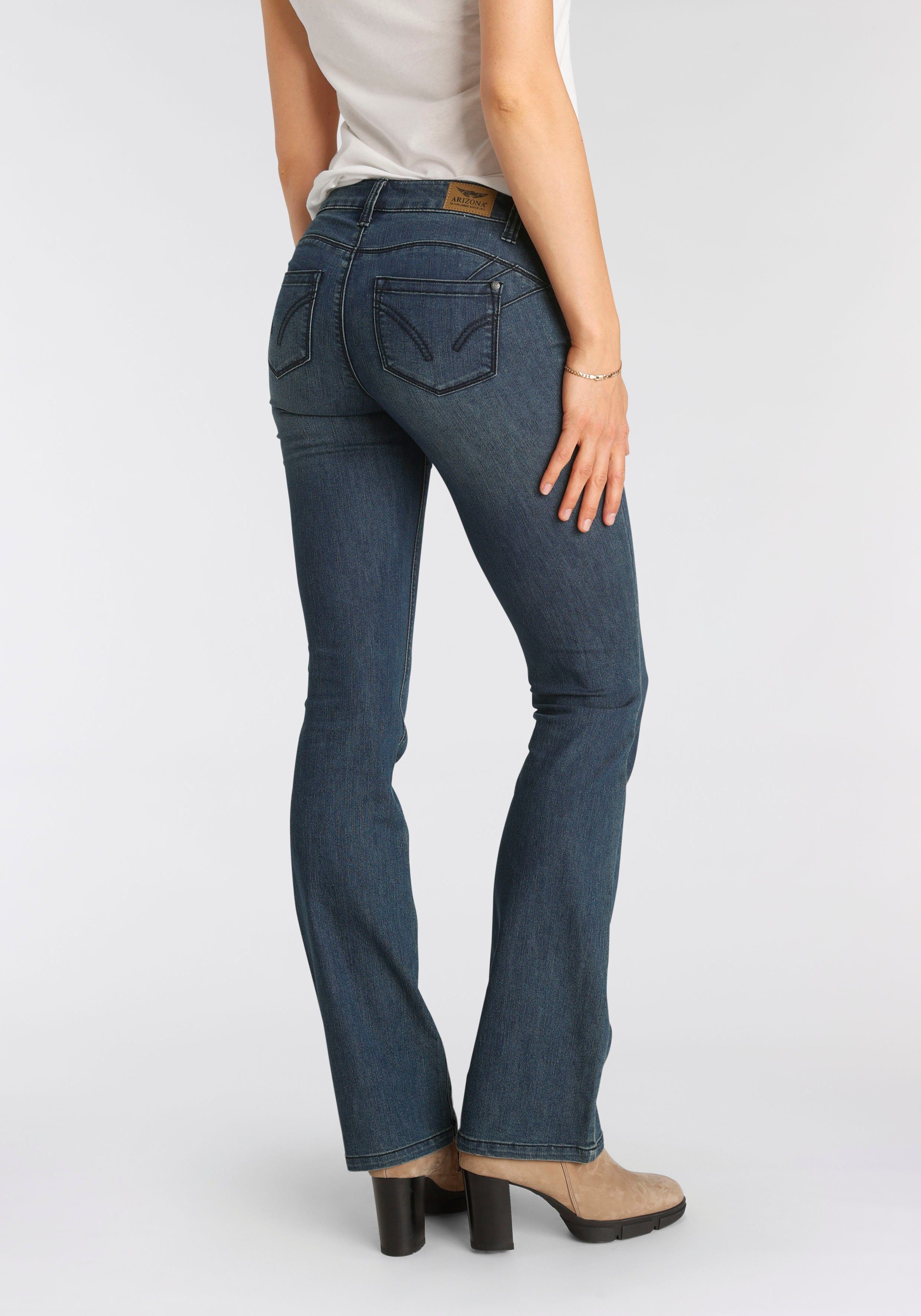 Arizona Bootcut-Jeans Shaping bootcut, Kontrastnähte, Used-Look-Waschung, günstig online kaufen