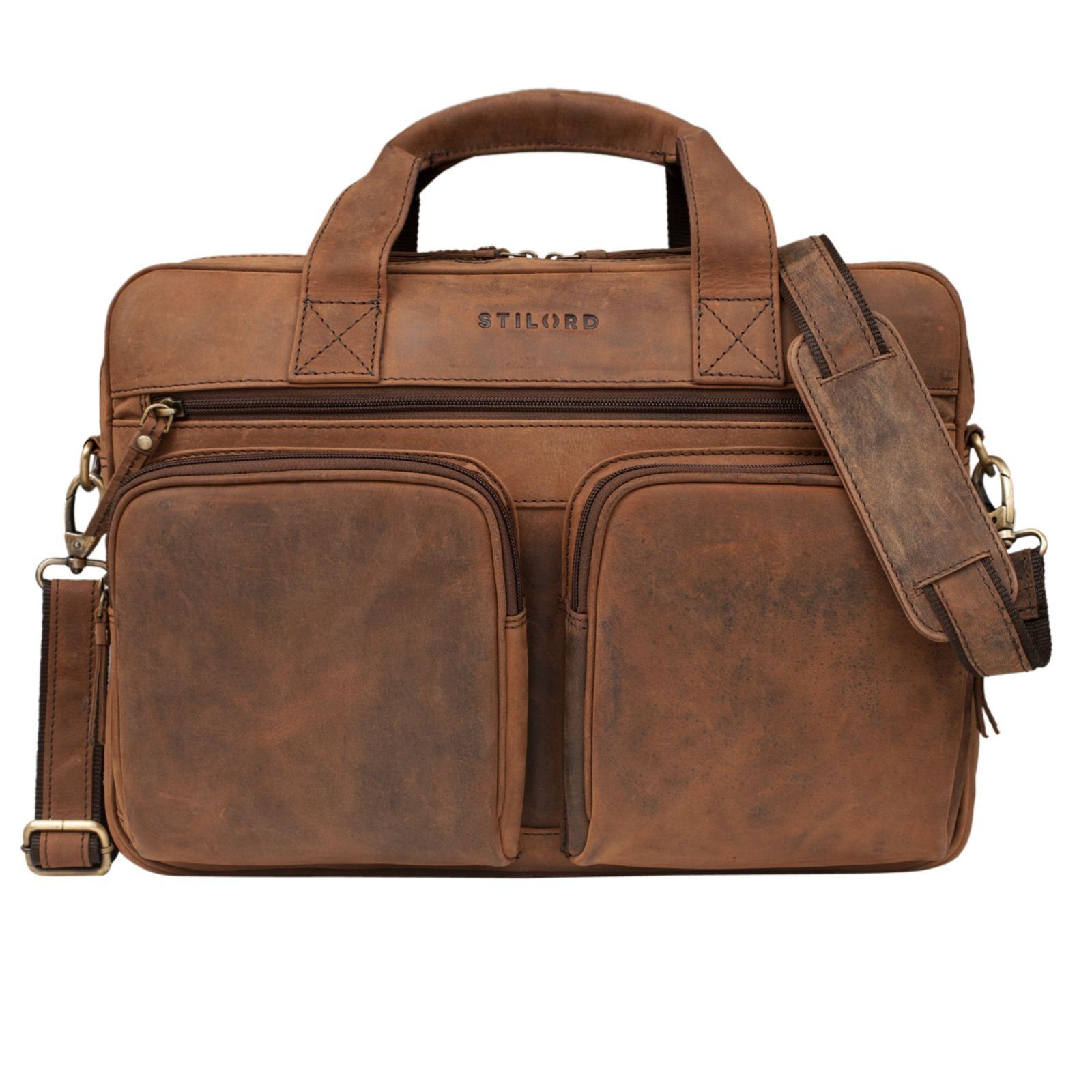 STILORD Laptoptasche "Caesar" Businesstasche 15,6 Zoll Leder
