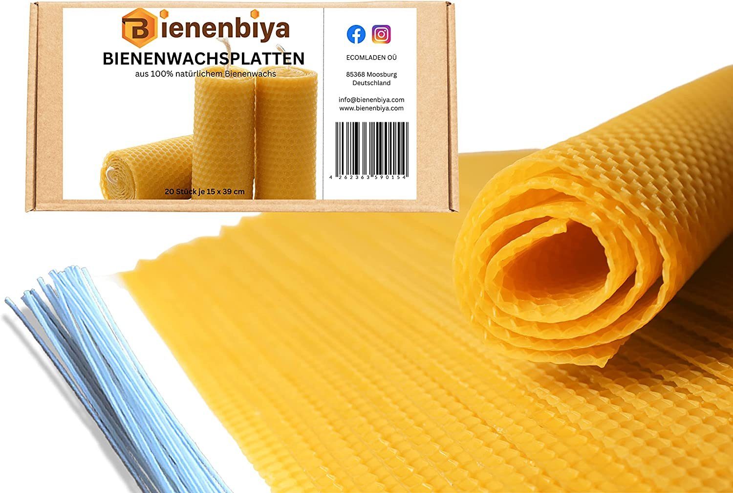 Bienenbiya Bienenwachskerze Reine Bienenwachsplatten (18 STK. günstig online kaufen