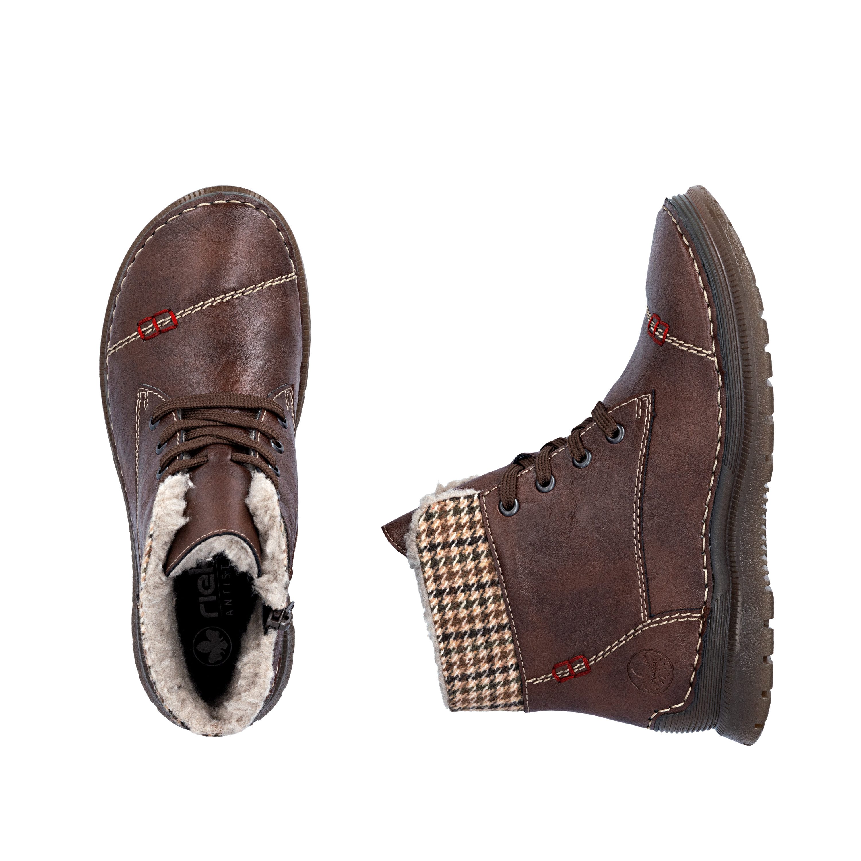 Rieker Schnürboots Winterboots, Keilstiefelette mit Ziersteppung