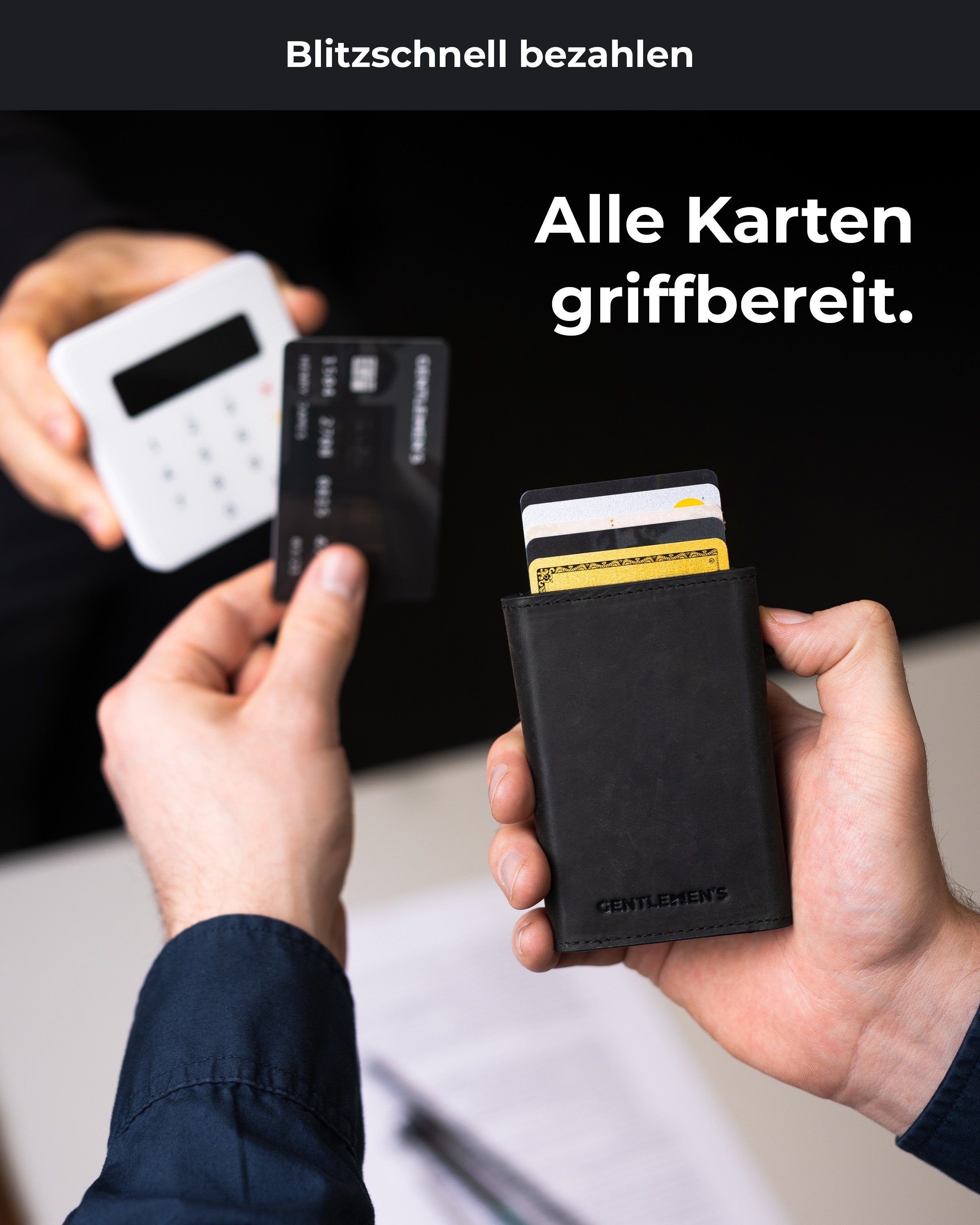 Schwarz & Geldbörse Münzfach Kleiner Gentlemen's Herren Kreditkartenetui mit - Geldbeutel RFID-Schutz für - Herren Scheinfach Wallet, Smart Cardholder Portemonnaie mit