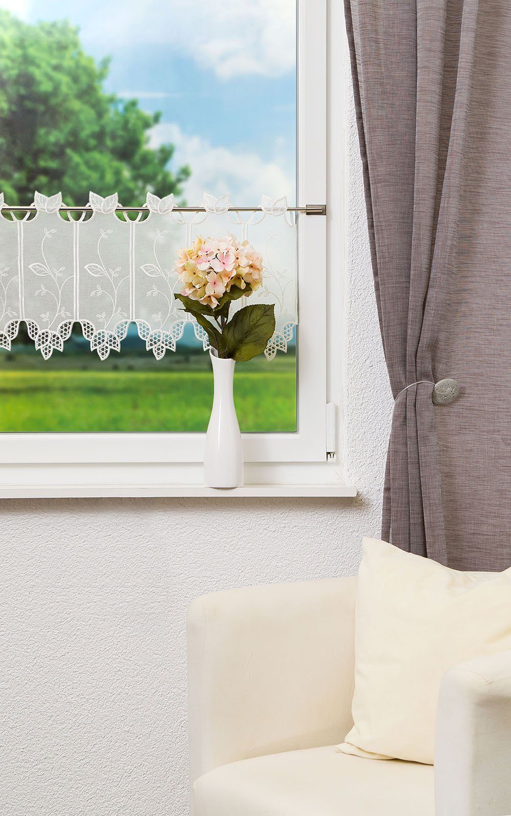 LYSEL® Scheibengardine Blätterranke (1 St), transparent, HxB 30x43.2cm günstig online kaufen