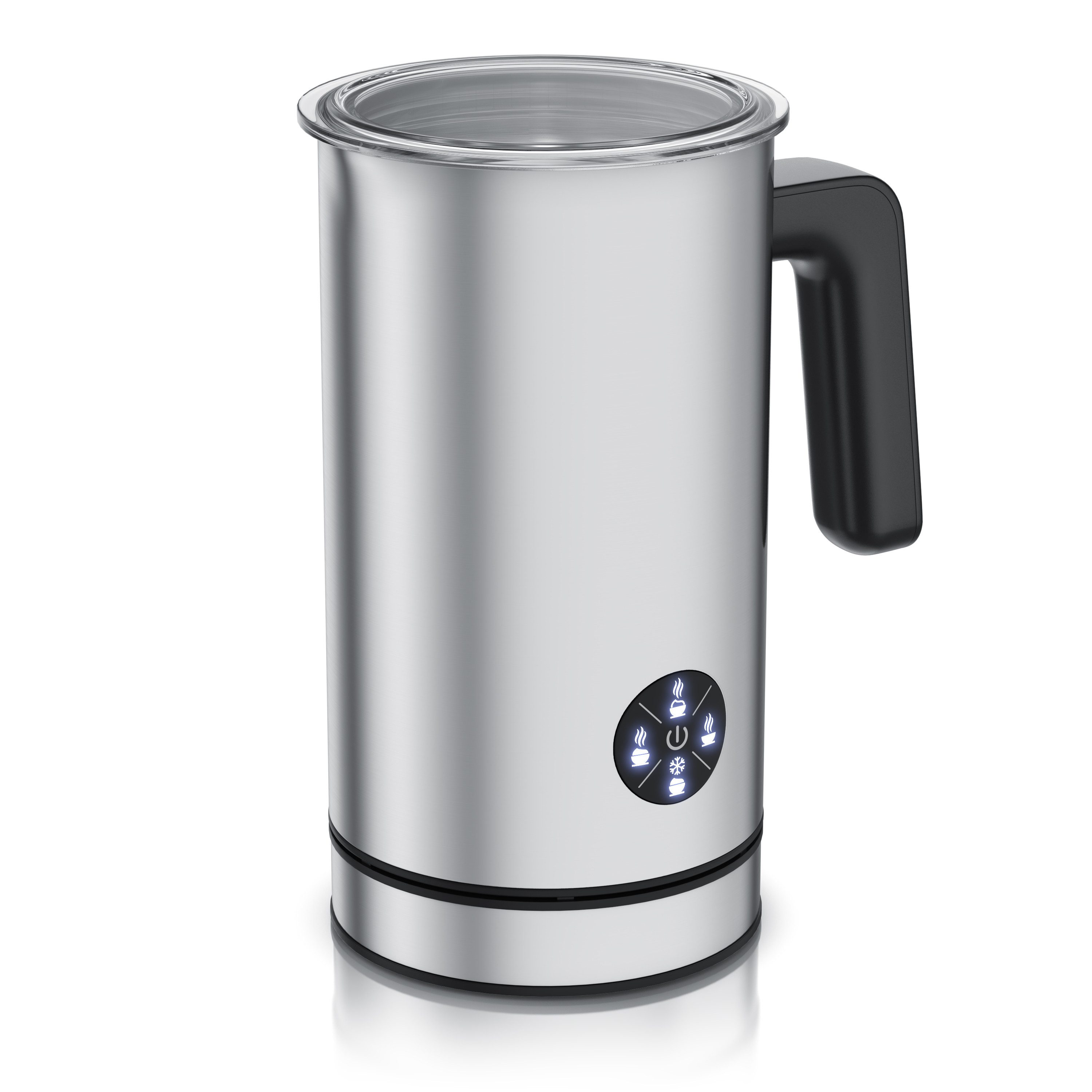 Arendo Milchaufschäumer elektrisch, 4 Programme, Doppelwandgehäuse, Antihaftbeschichtung, 500 W, Heiß & Kaltaufschäumen (150 & 300 ml), für Cappucino / Latte Macciato