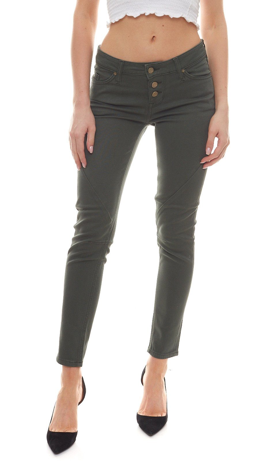 MUSTANG Regular-fit-Jeans »MUSTANG Jasmin Button Hose weiche Damen Jeans  mit Knopfleiste Freizeit-Hose Khaki« online kaufen | OTTO