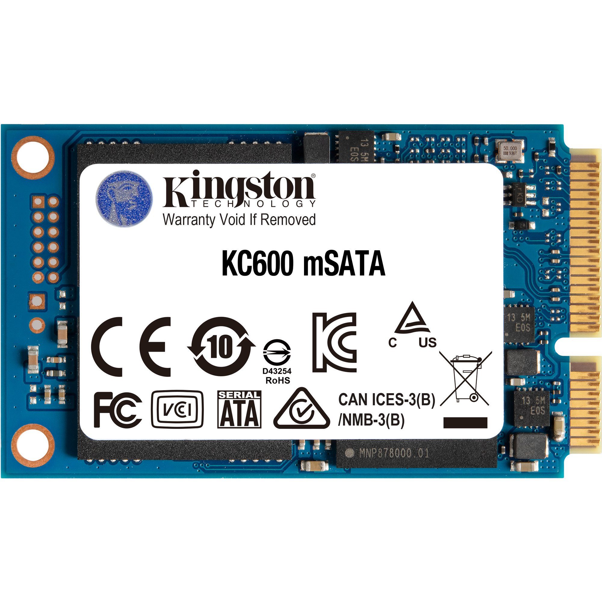Kingston Kingston KC600 256 GB, SSD, (SATA 6 Gb/s, mSATA) interne HDD-Festplatte (256 GB) Steckkarte"