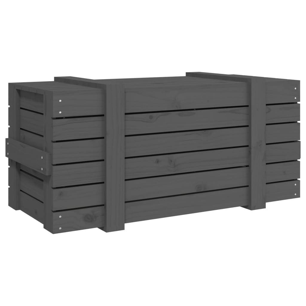 vidaXL Aufbewahrungsbox Truhe cm Kiefer Massivholz Grau 91x40,5x42 St) (1