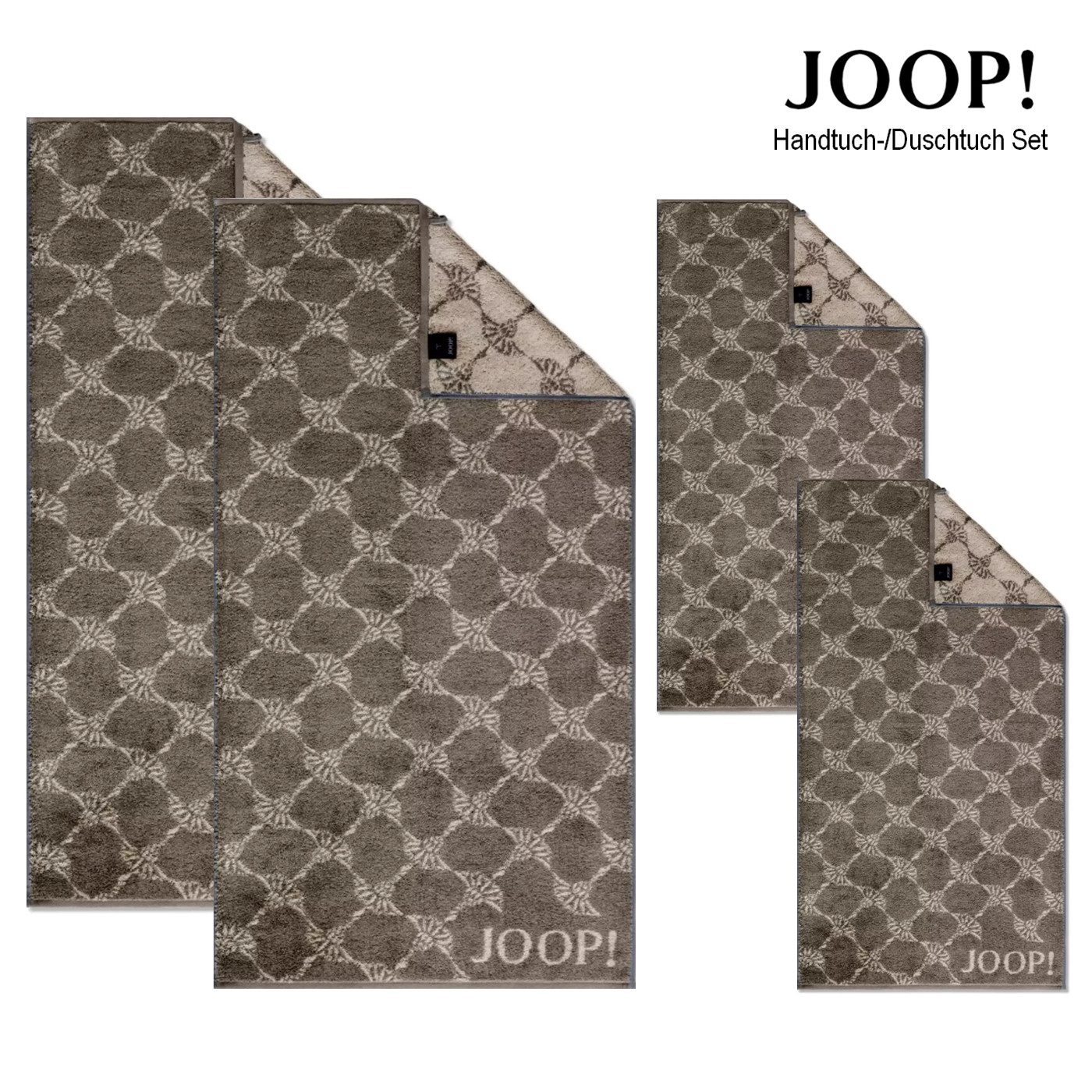 JOOP! Handtuch JOOP! Handtuch Duschtuch Set 4-teilig 1611-70 Cornflower graphit, Walkfrottier (4-St), 100% Baumwolle