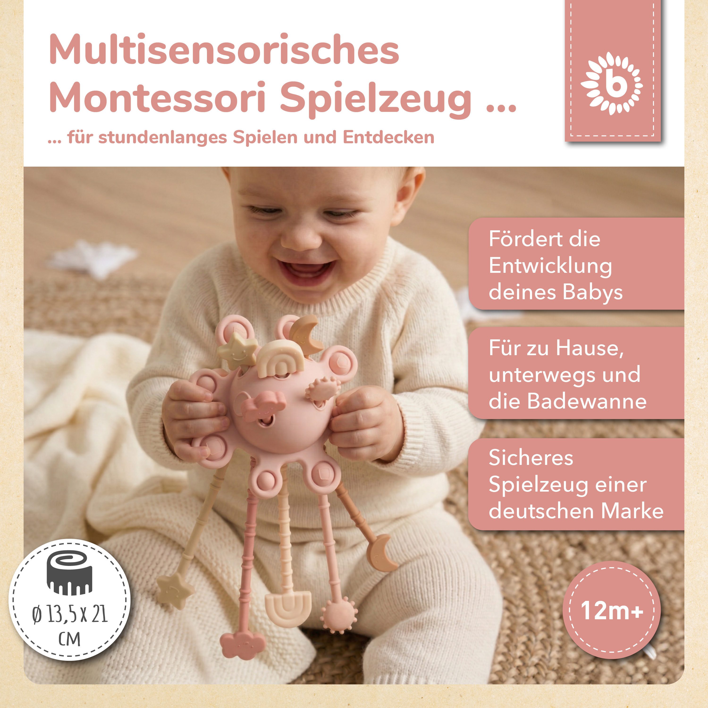 BIECO Stapelspielzeug Bieco Silikon Activity Montessori Spielzeug Baby