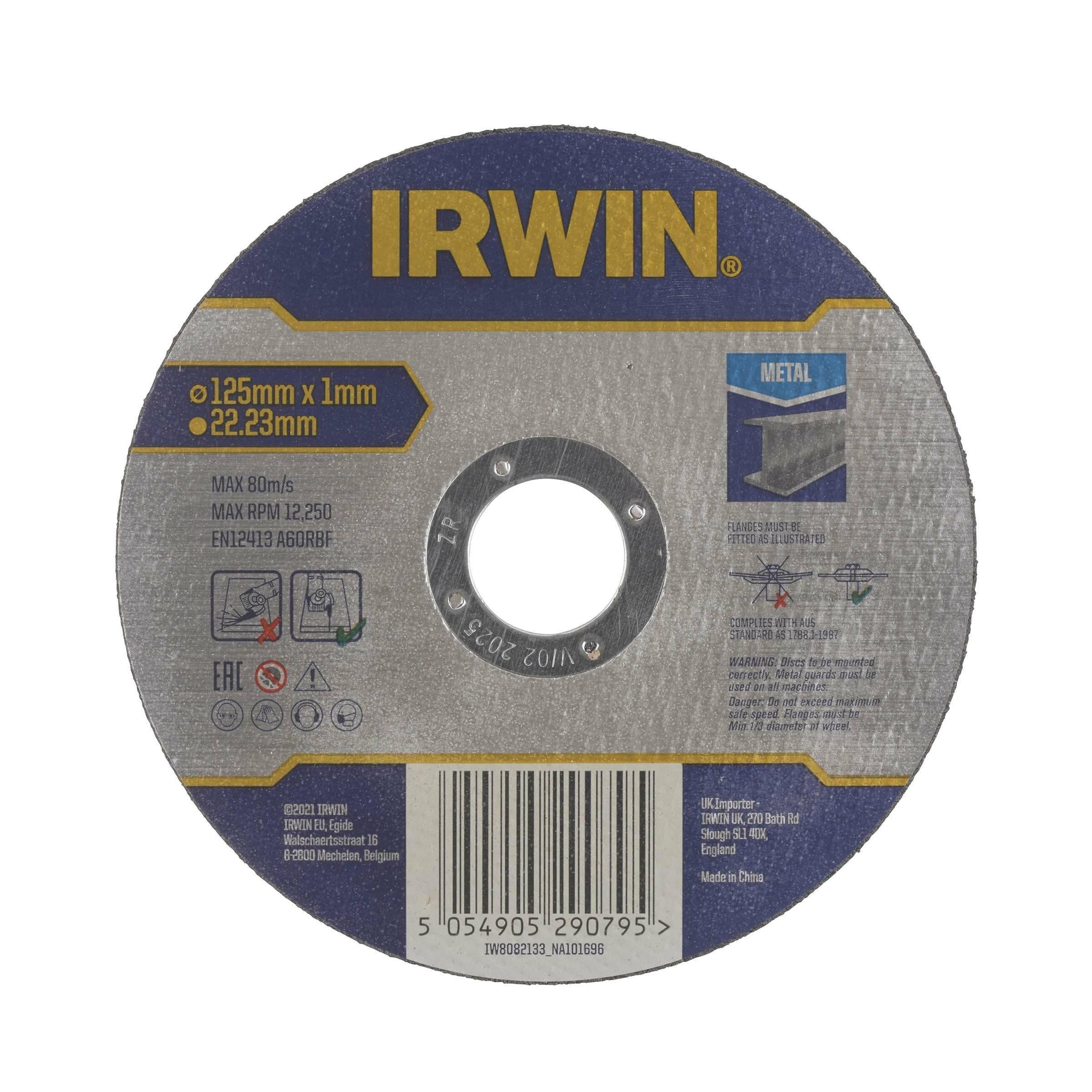 IRWIN Trennscheibe IRWIN FLACHE METALLSCHEIBE 125 mm x 1,0 mm x 22,23 mm