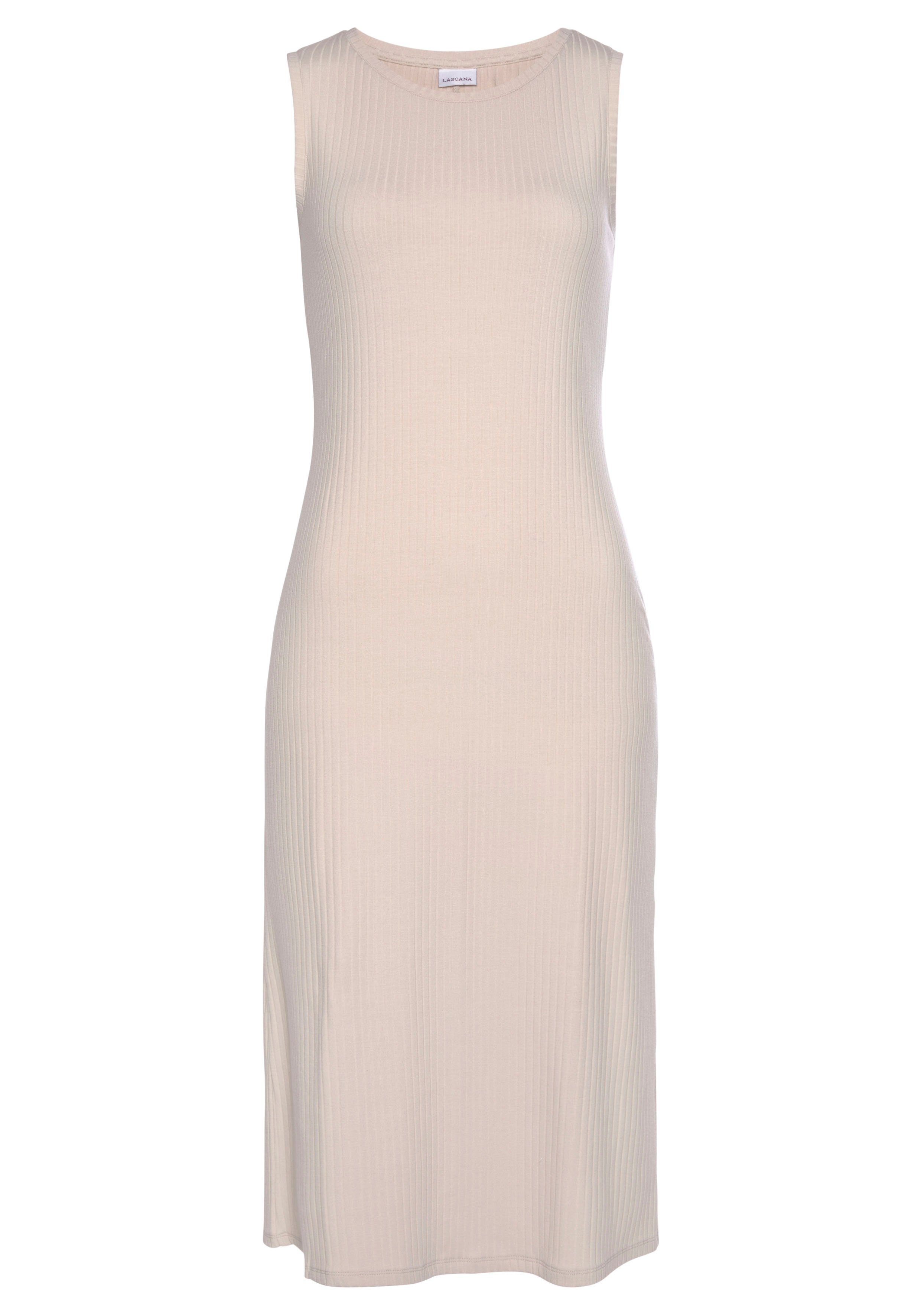 Midikleid aus Rippware LASCANA beige