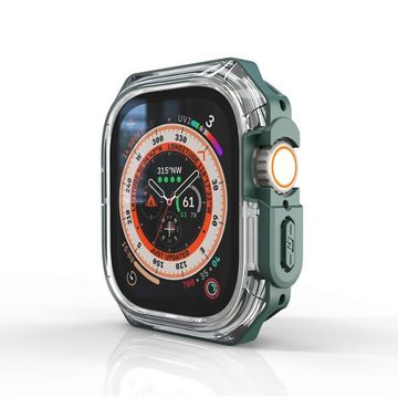 Wigento Smartwatch-Hülle Für Apple Watch Ultra 1 + 2 49mm Uhr Gehäuse Silikon Schutz Hülle Grün