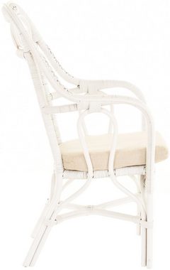 Krines Home Armlehnstuhl Rattansessel Wintergarten Sessel Armlehnsessel mit hoher Rückenlehne, Mit Sitzkissen