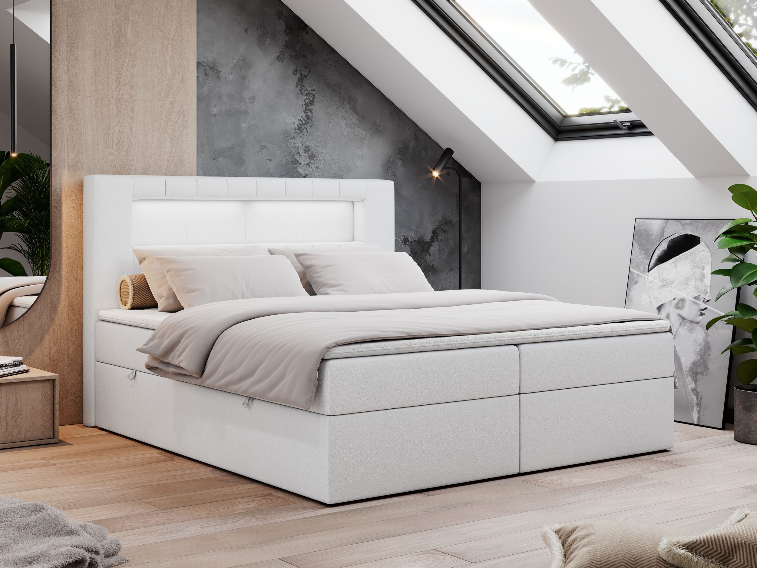 MKS MÖBEL Boxspringbett GOLD5 (Set, Packung, 7 Härtezonen, T30-Schaum, LED, günstig online kaufen
