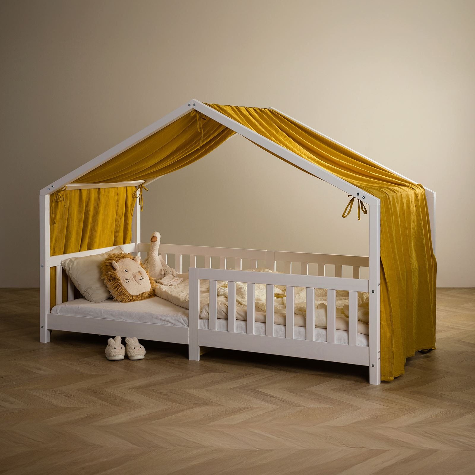 IDIMEX Betthimmel LIAN, Betthimmel Hausbett Deko, Musselin Baldachin aus 100% Baumwolle gelb
