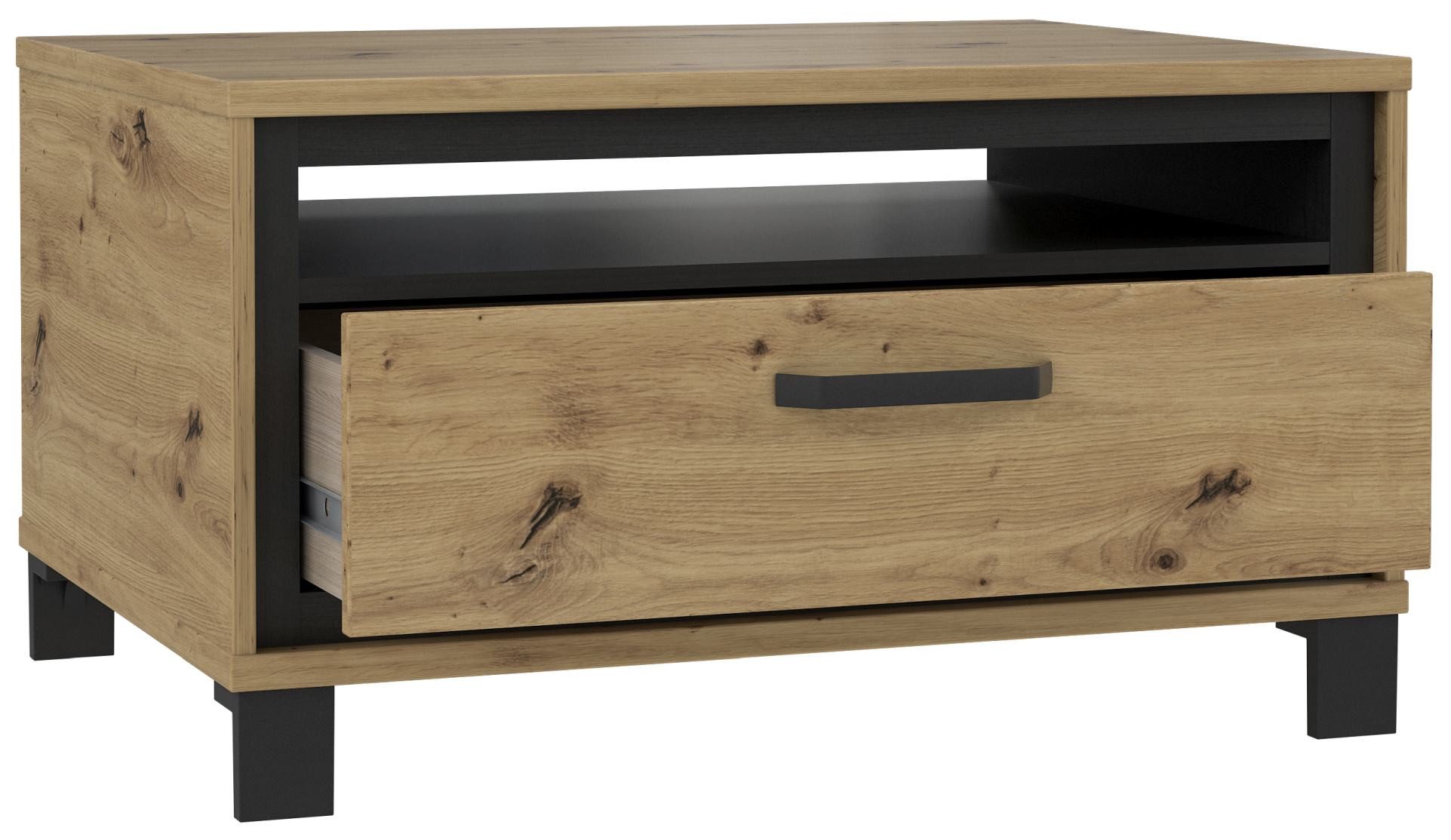FORTE Couchtisch Couchtisch TRONDHEIM mit Schublade Artisan Eiche / Schwarzeiche Optik