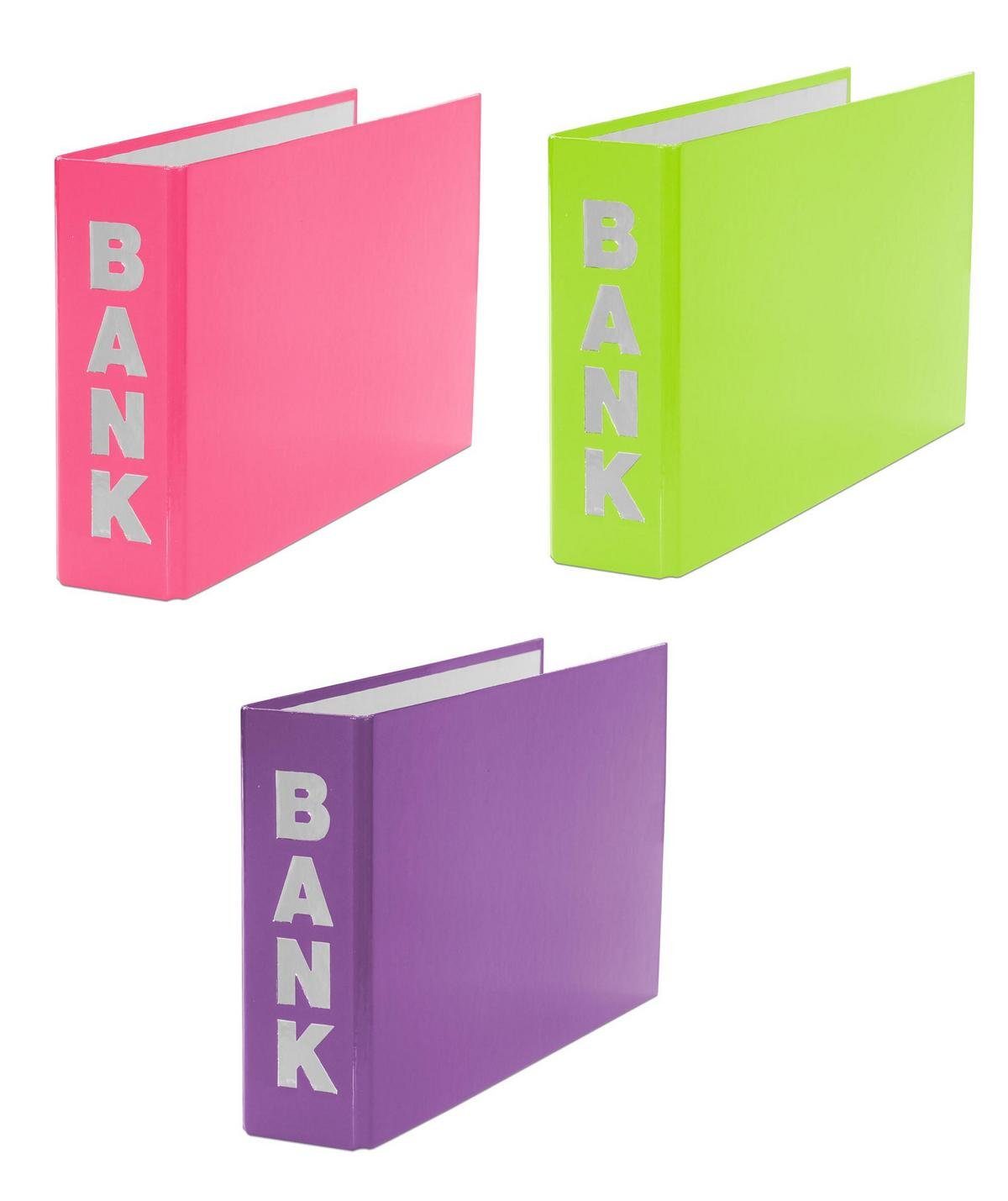 Livepac Office Bankordner 3x Bankordner / 140x250mm / für Kontoauszüge / je 1x hellgrün, pink, l