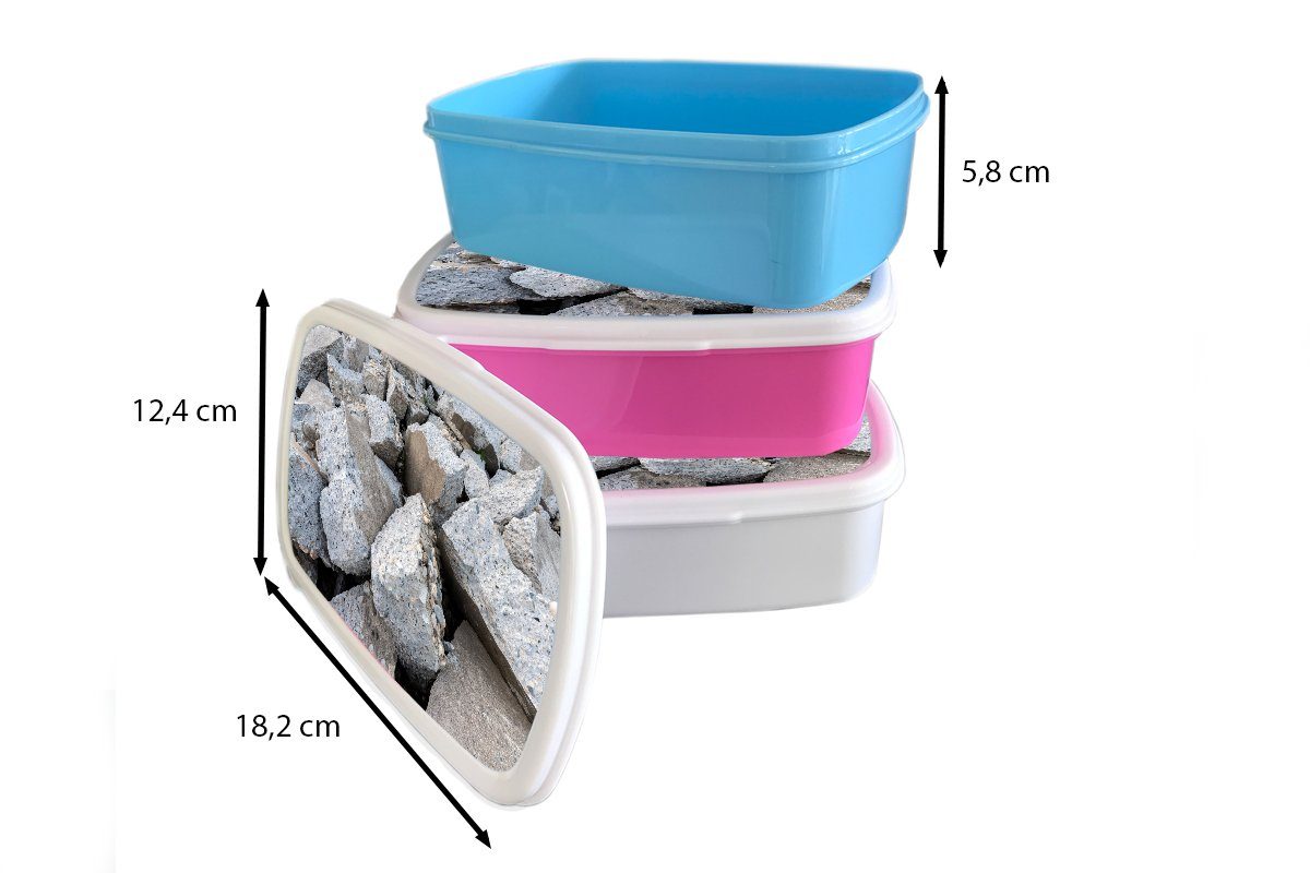 - Brotbox für Beton Brotdose, Steine, (2-tlg), Erwachsene, weiß Kinder Jungs Lunchbox MuchoWow Kunststoff, und für Mädchen und