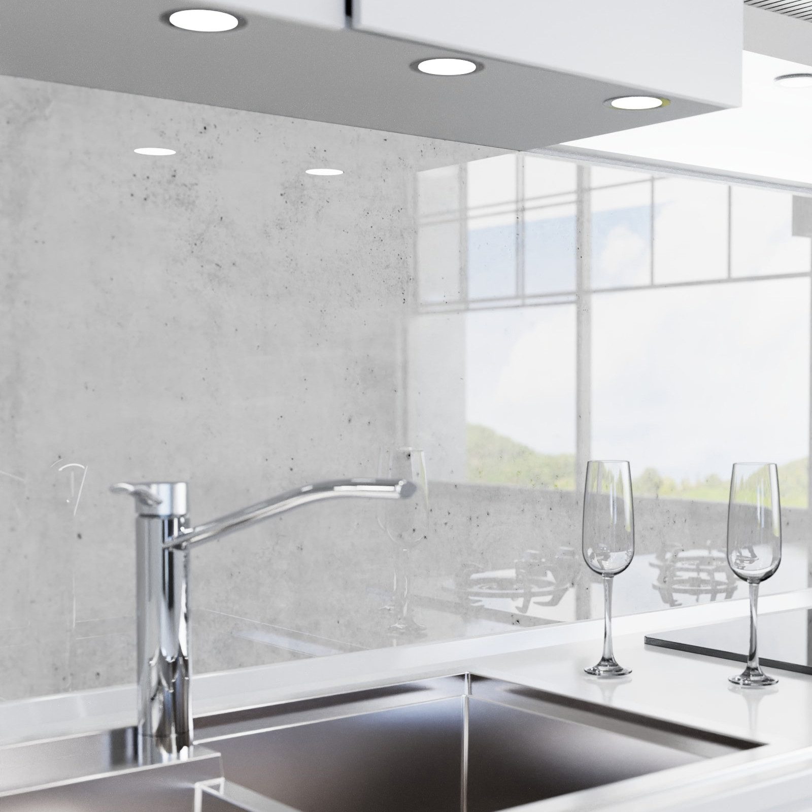 danario Küchenrückwand Folie selbstklebend, Glasoptik, Spritzschutz Küche, versteift & robust