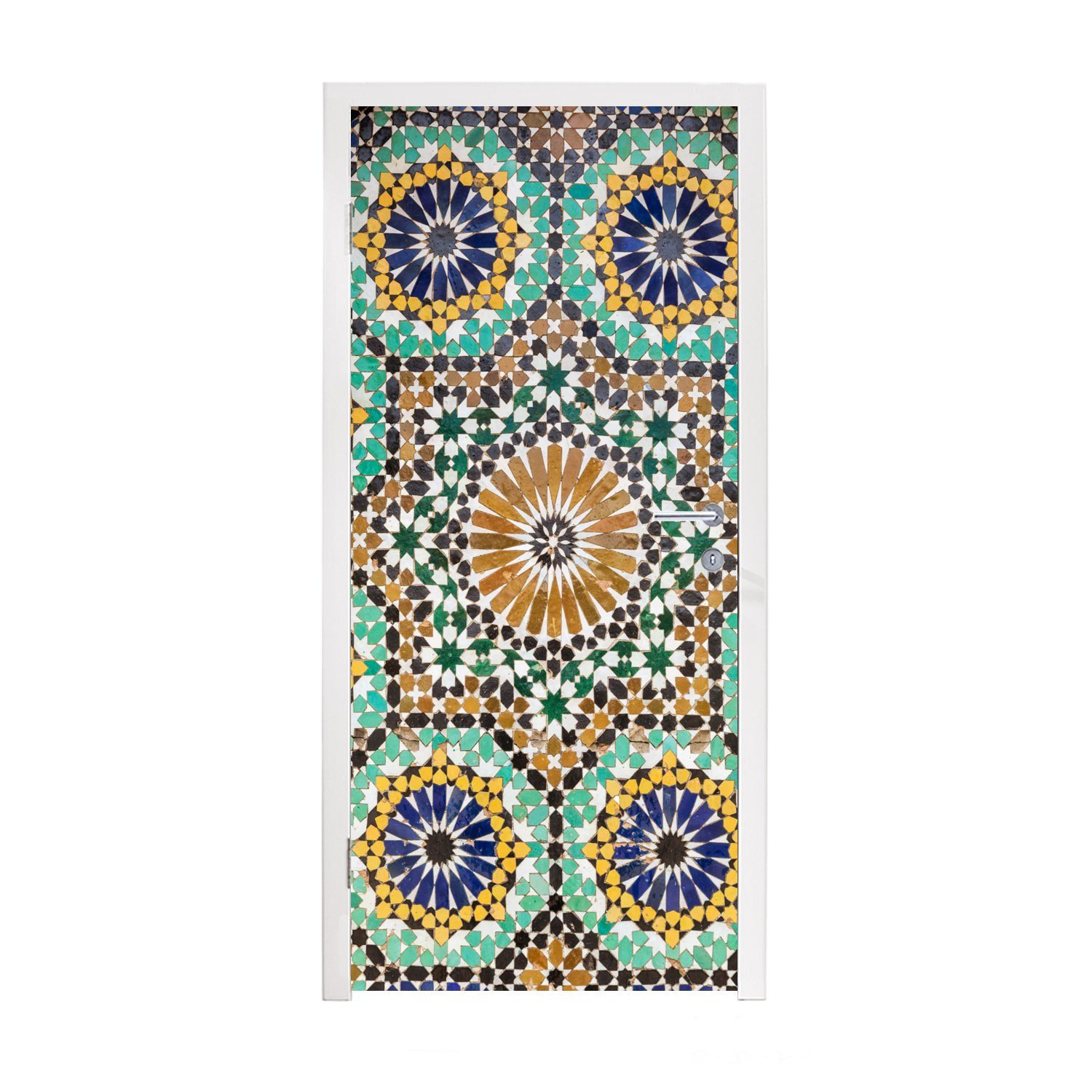 MuchoWow Türtapete Eine Nahaufnahme eines marokkanischen Mosaiks, Matt, bedruckt, (1 St), Fototapete für Tür, Türaufkleber, 75x205 cm