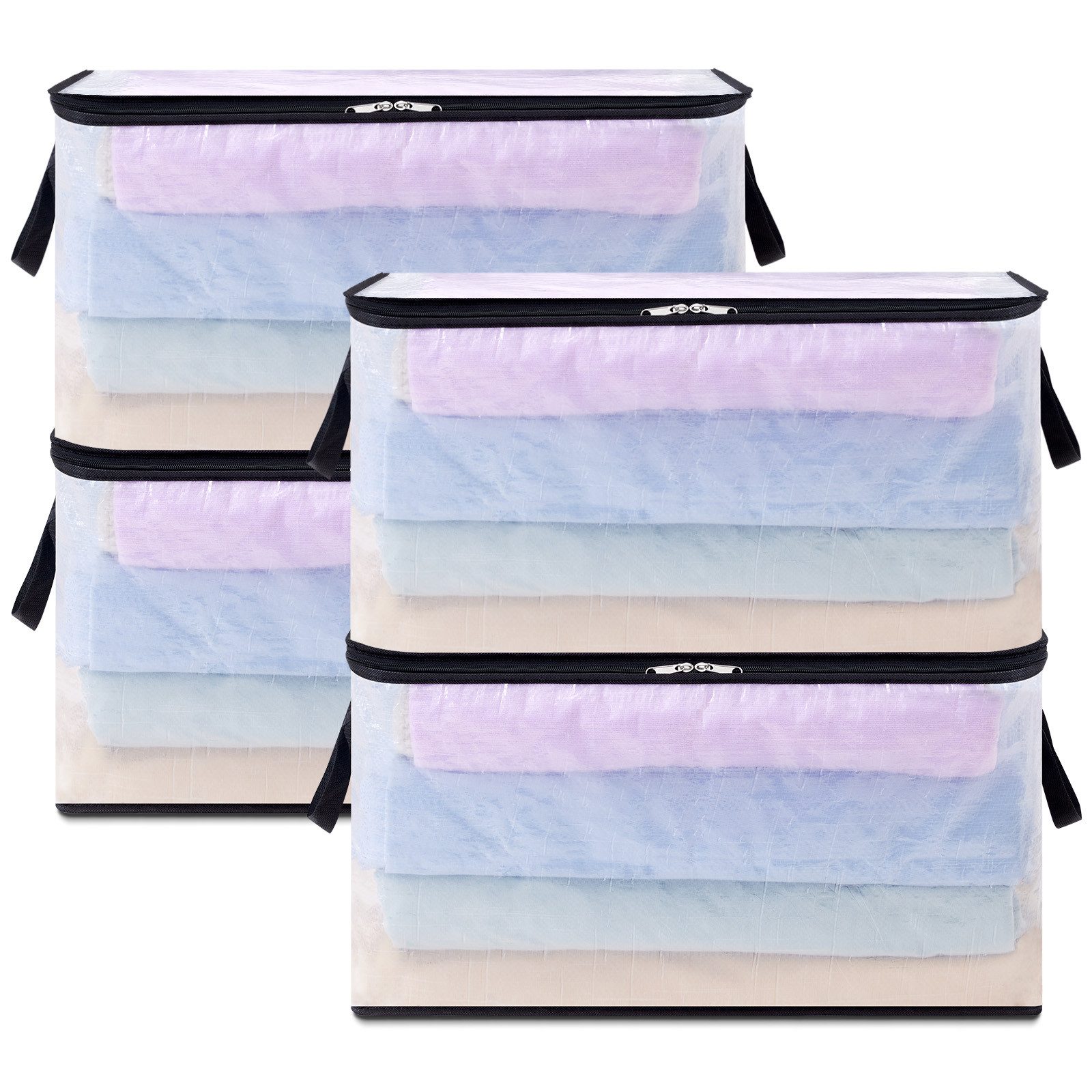 Lifewit Kleiderschutzhülle Transparente Plastik Aufbewahrungstasche, 60L Kleideraufbewahrung (4 St)