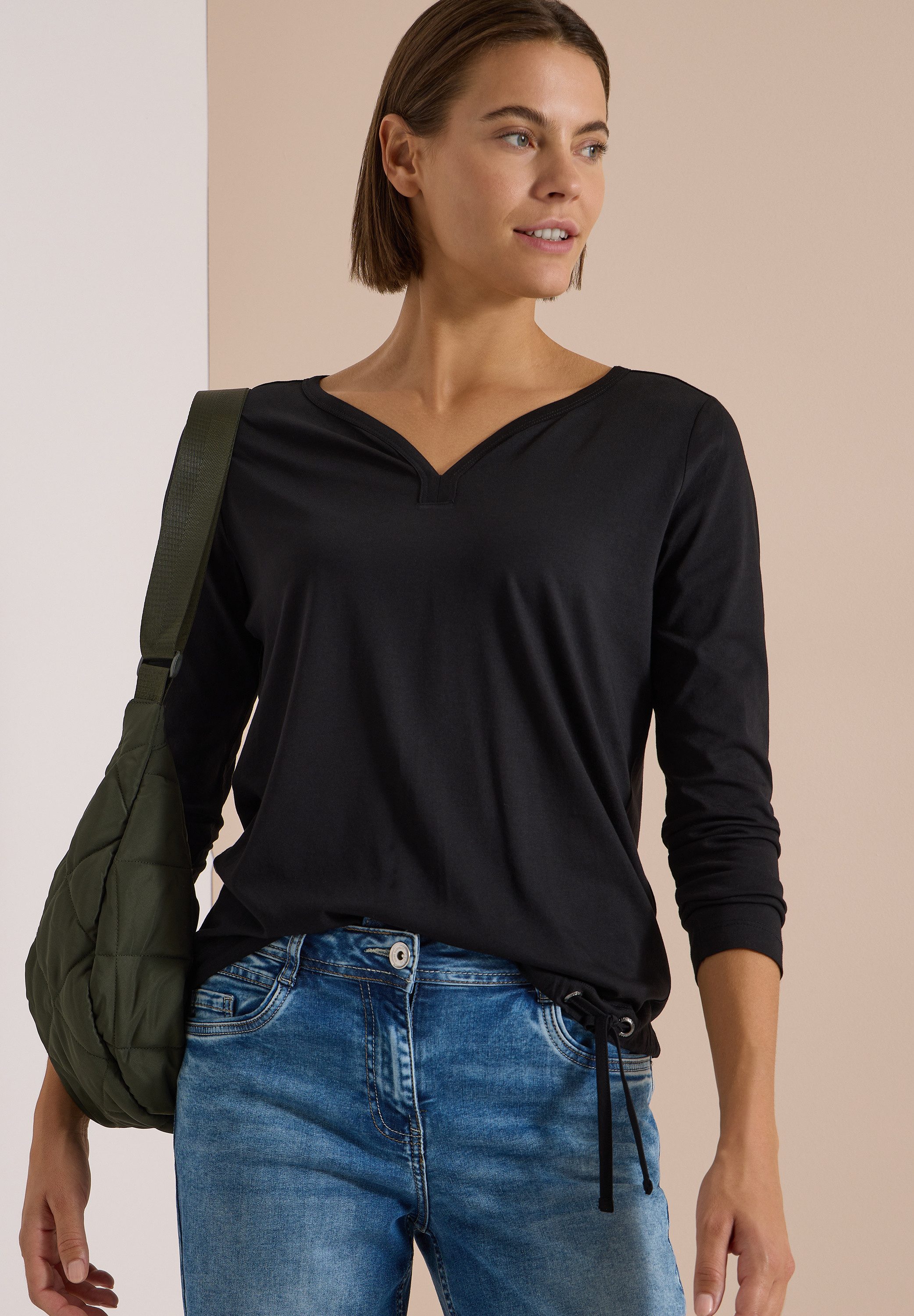CECIL Langarmshirt mit Tunnelzug am Saum