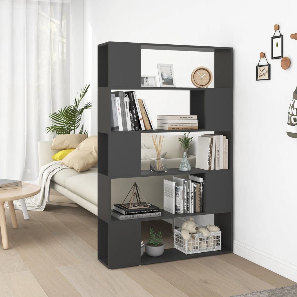 Bücherregal Raumteiler furnicato Holzwerkstoff Grau cm 100x24x155