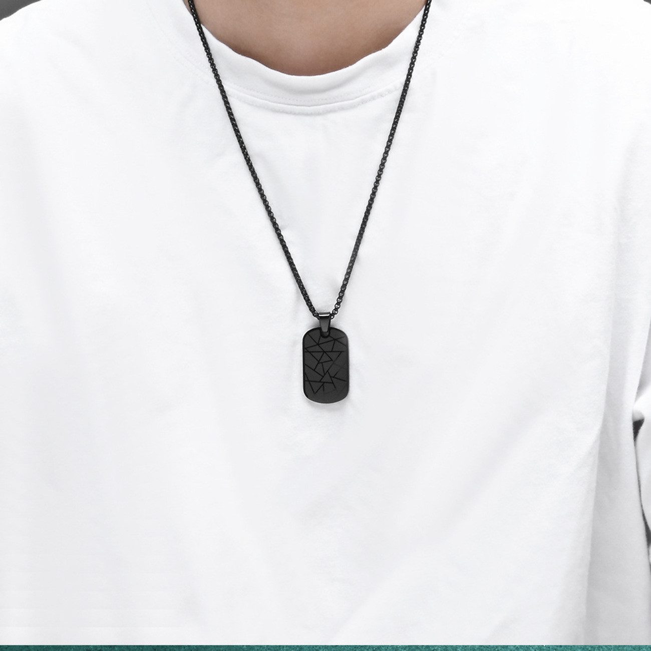 KARMA Kette mit Anhänger Herren Dog Tag Edelstahl Schwarz 60 cm Herrenkette günstig online kaufen