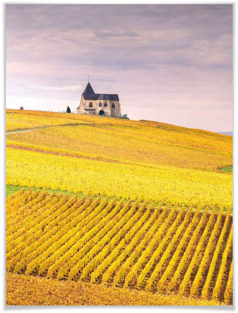 Wall-Art Poster Weinfelder Champagne, Landschaften (1 St), Poster ohne Bilderrahmen