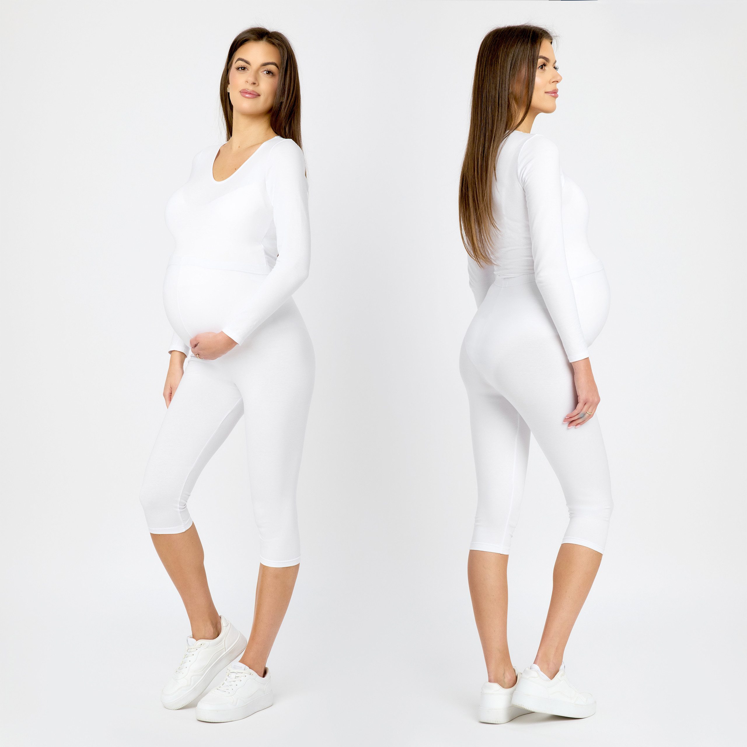 Be Mammy Umstandsleggings 3/4 Umstandhose BE20-229 (1-tlg) aus Baumwolle