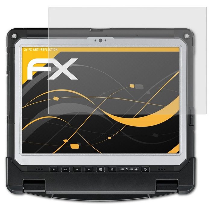 atFoliX Schutzfolie für Panasonic ToughBook 33 Tablet (2 Folien) Entspiegelnd und stoßdämpfend