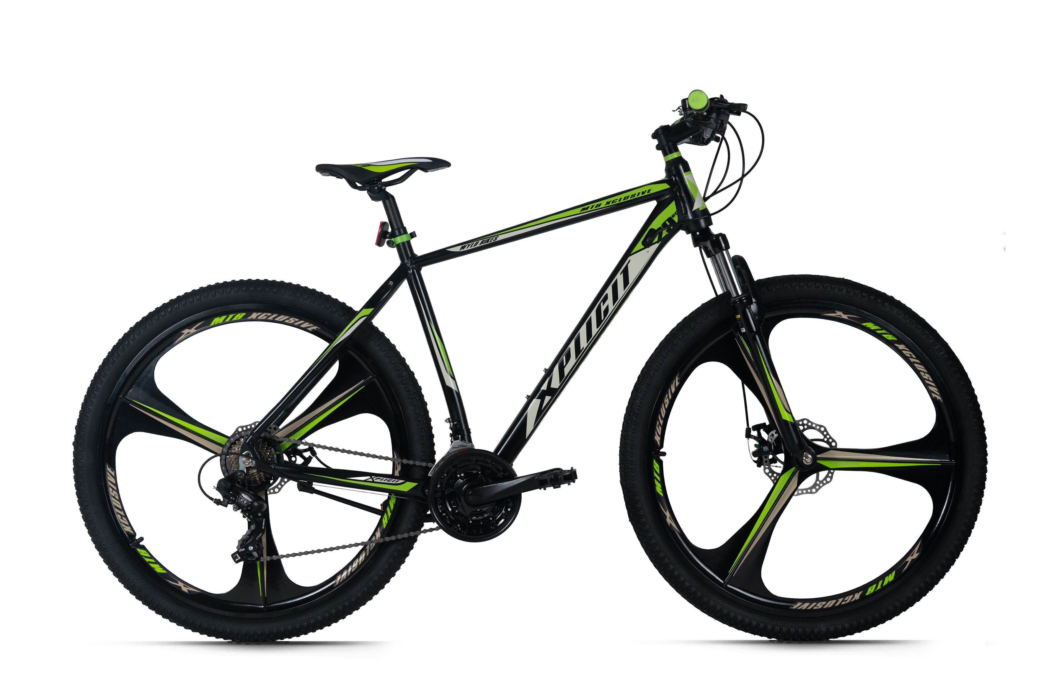 WYLD Mountainbike WYLD Mountainbike Hardtail 29" Xplicit schwarz-grün RH 53 cm, 21 Gang Shimano Tourney Schaltwerk, Kettenschaltung