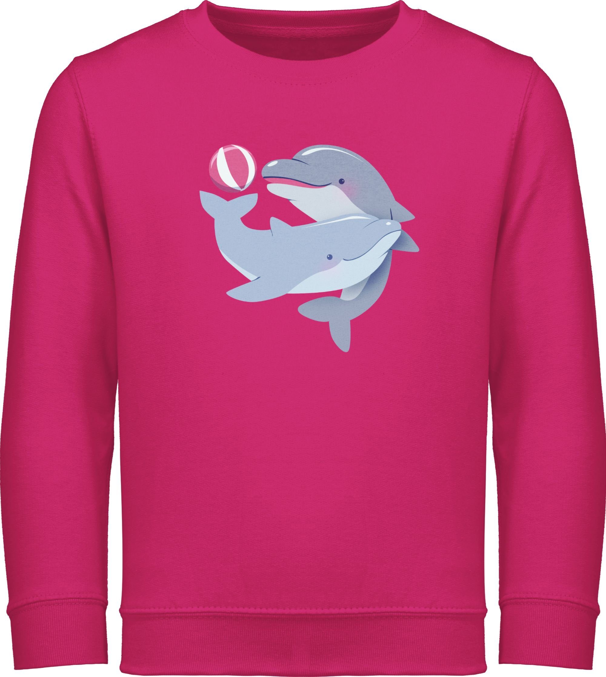 Print Tiermotiv 2 Sweatshirt Animal Delfine Shirtracer Fuchsia