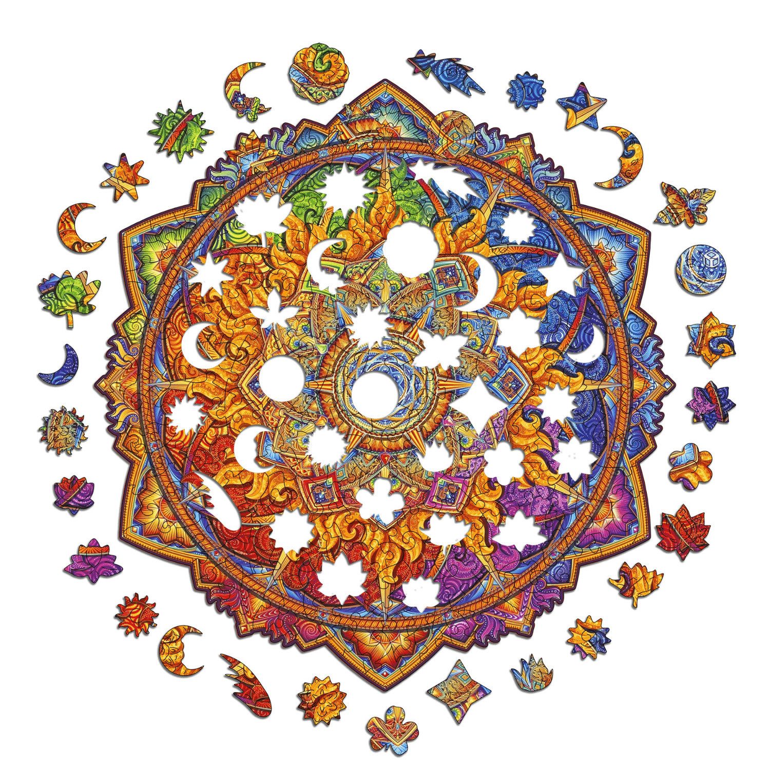 MagicHolz Puzzle Mandala Aufgehende Sonne Holzpuzzle (2D), 340 Puzzleteile
