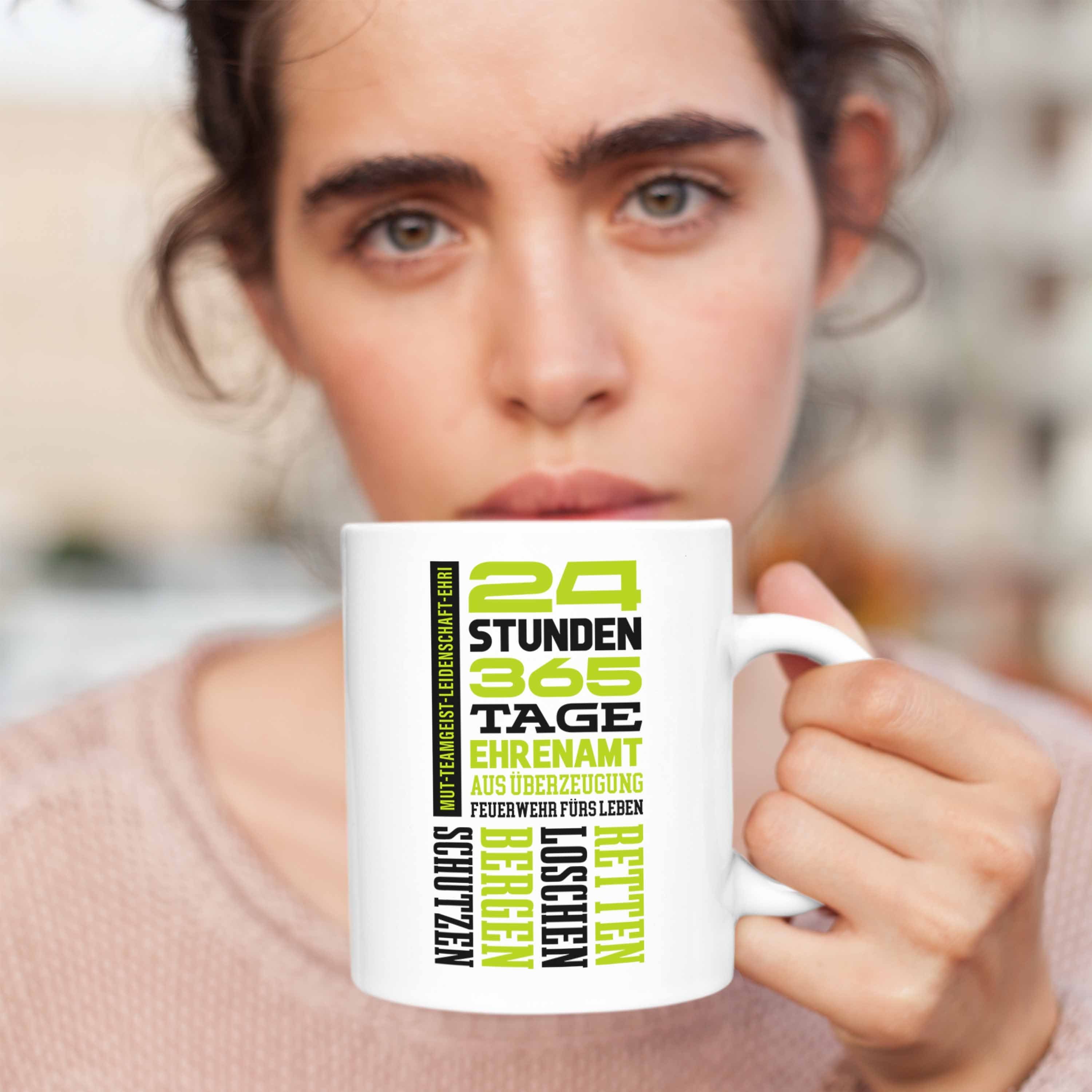 Freiwillig Geschenk Ehrenamtliche Trendation - Weiss Tasse Feuerwehr Feuerwehrmann Trendation Tasse