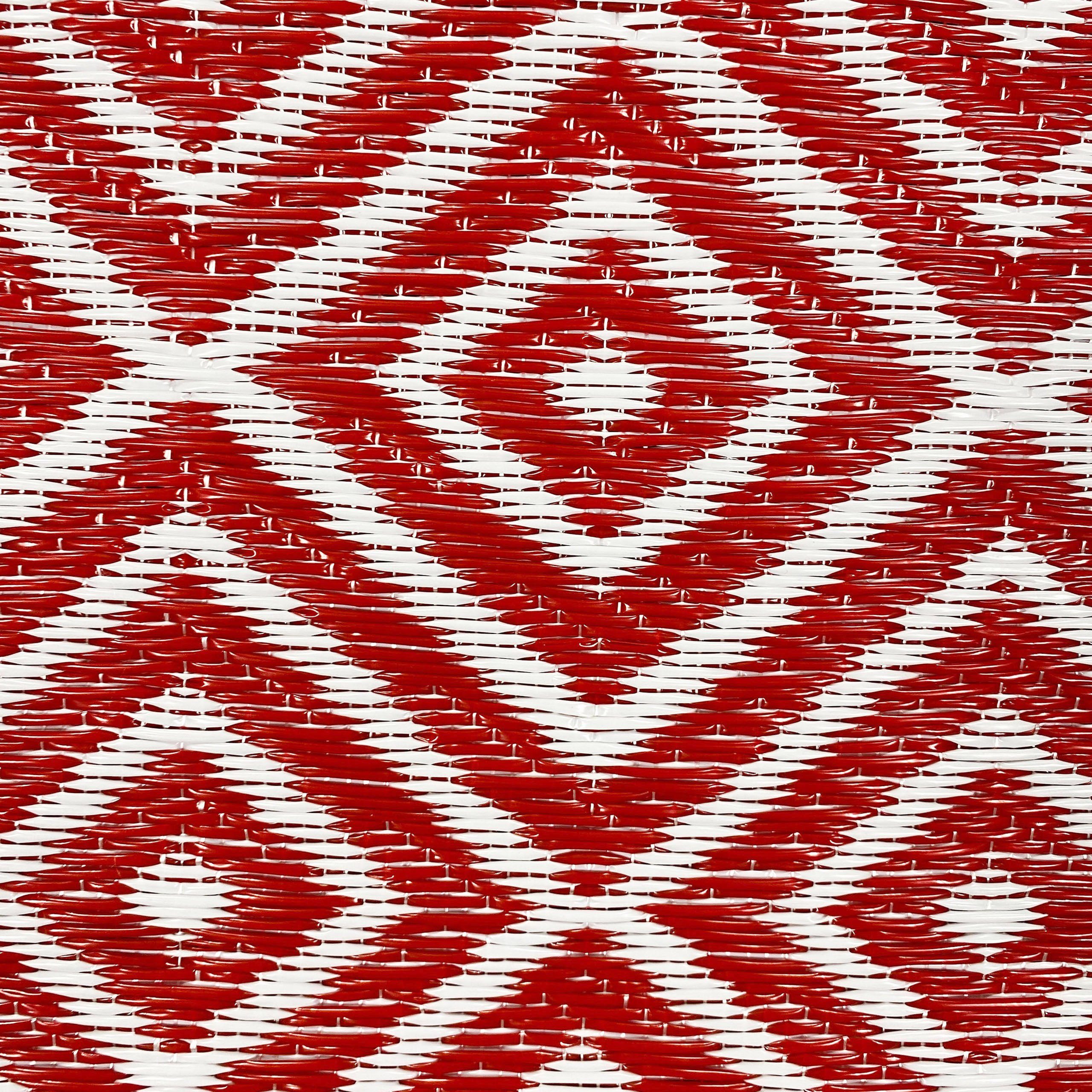 Outdoorteppich Praktischer Plastik Teppich-Traum, Outdoor-Teppich Rautenmuster in rot/weiß, mit rechteckig